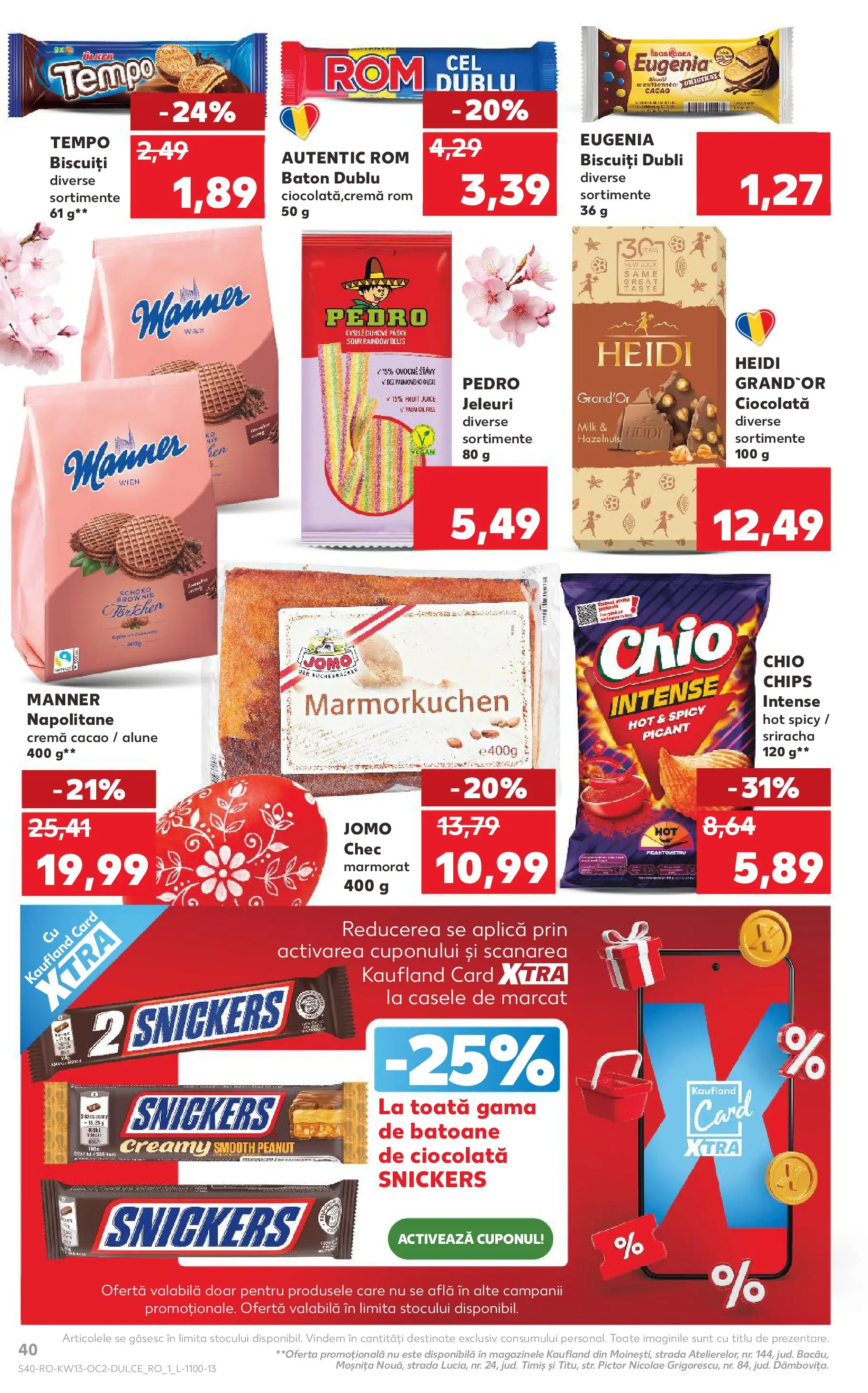 Kaufland Ploiești 25.03.2026 - Revista si Oferta | Pagină: 40 | Produse: Napolitane, Rom, Cacao, Biscuiți