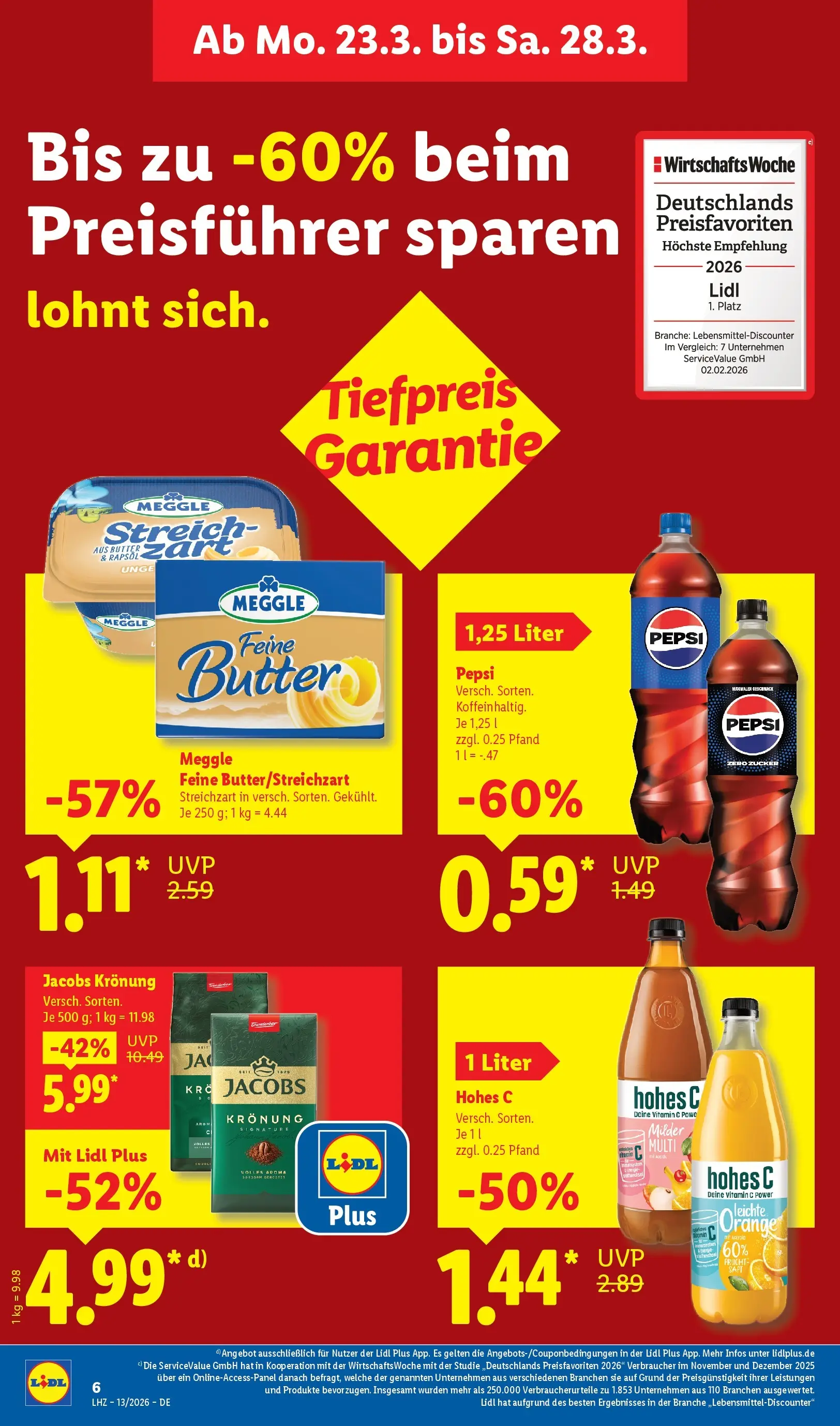 Lidl Prospekt Hof-innenstadt (ab 22.03.2026) zum Blättern » Angebote | Seite: 12 | Produkte: Rapsöl, Pepsi, Hohes c, Saft