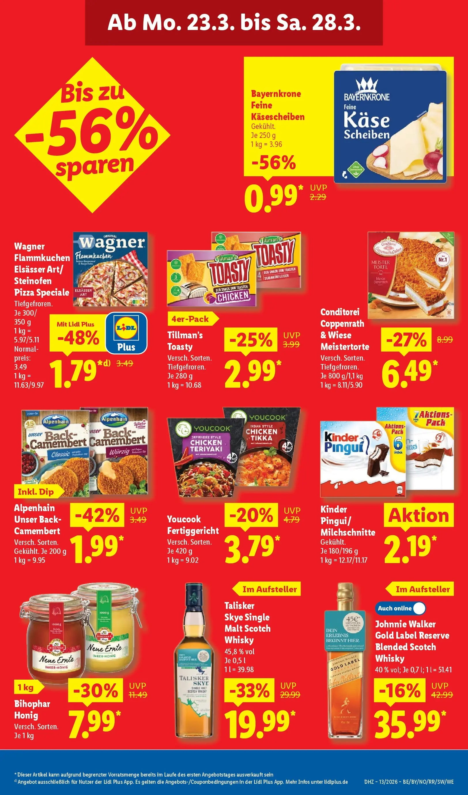 Lidl Prospekt Hof-innenstadt (ab 22.03.2026) zum Blättern » Angebote | Seite: 17 | Produkte: Whisky, Käse, Pizza, Johnnie walker