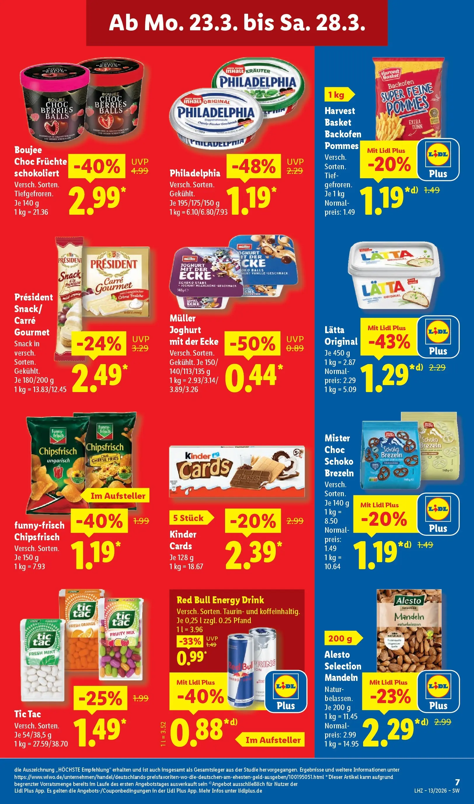 Lidl Prospekt Villingen-schwenningen (ab 23.03.2026) zum Blättern » Angebote | Seite: 13 | Produkte: Red bull, Philadelphia, Backofen, Chips