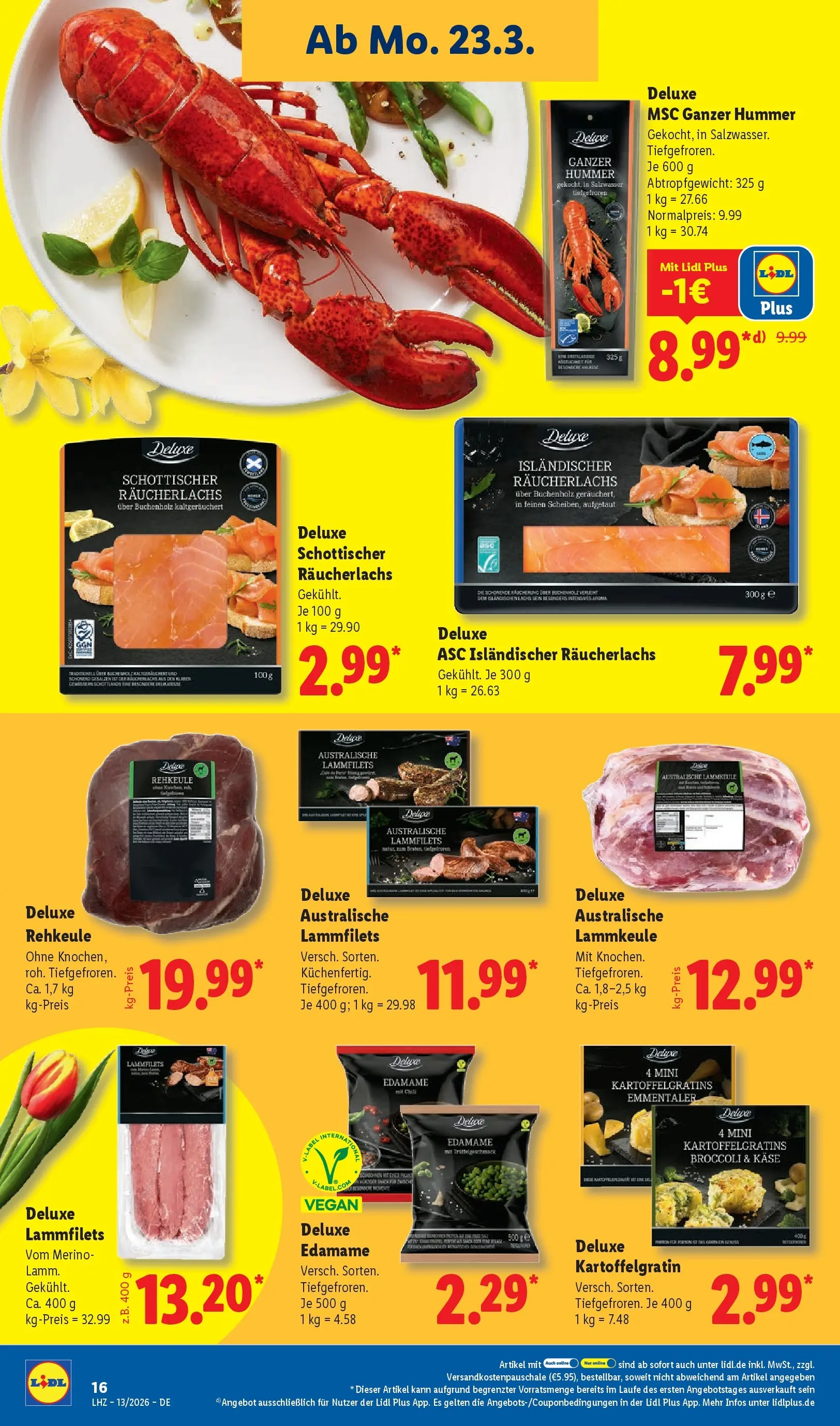 Lidl Prospekt Hof-innenstadt (ab 22.03.2026) zum Blättern » Angebote | Seite: 28 | Produkte: Lammkeule, Käse, Lachs, Räucherlachs