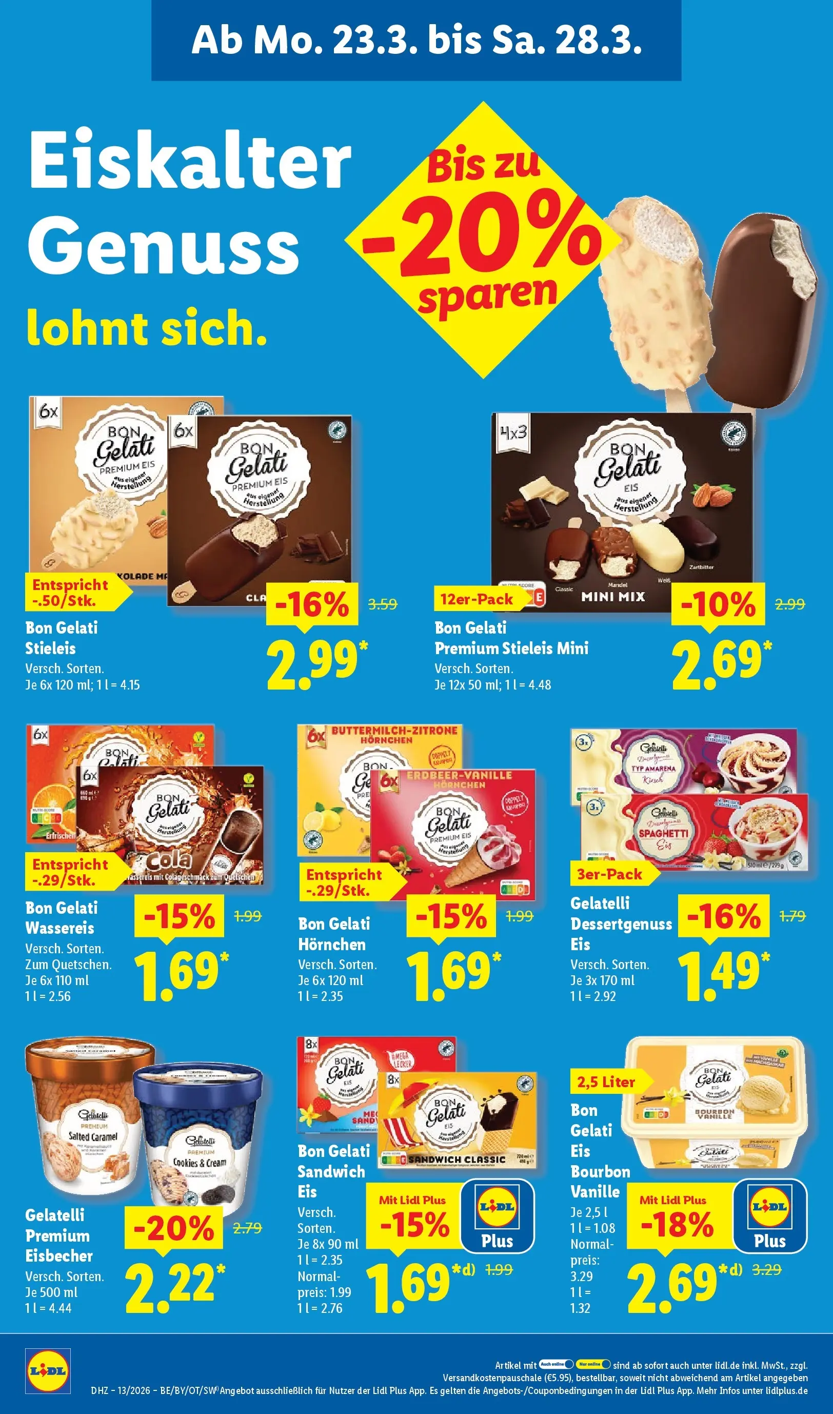 Lidl Prospekt Hof-innenstadt (ab 22.03.2026) zum Blättern » Angebote | Seite: 22 | Produkte: Cola, Bourbon, Eis