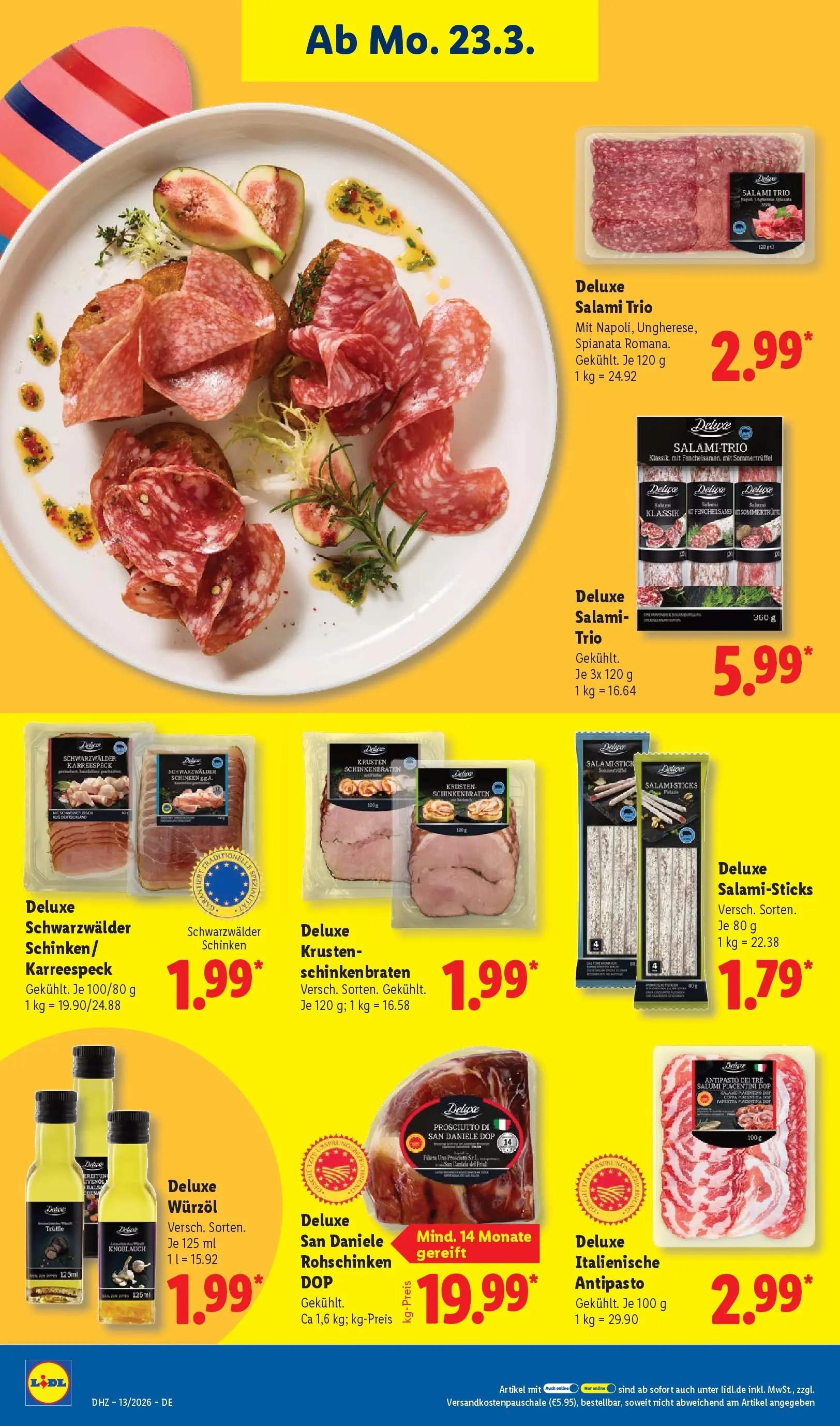Lidl Prospekt Hof-innenstadt (ab 22.03.2026) zum Blättern » Angebote | Seite: 30 | Produkte: Knoblauch, Salami, Schinken