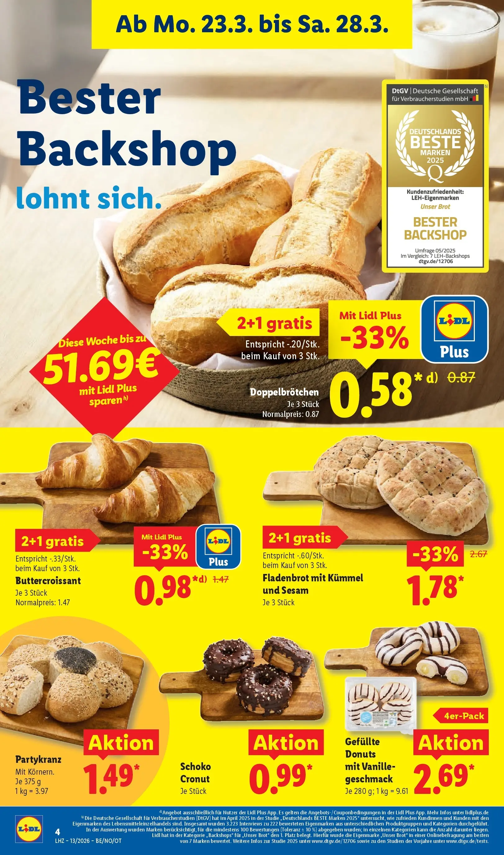 Lidl Prospekt Braunschweig (ab 22.03.2026) zum Blättern » Angebote | Seite: 6 | Produkte: Donuts, Brot