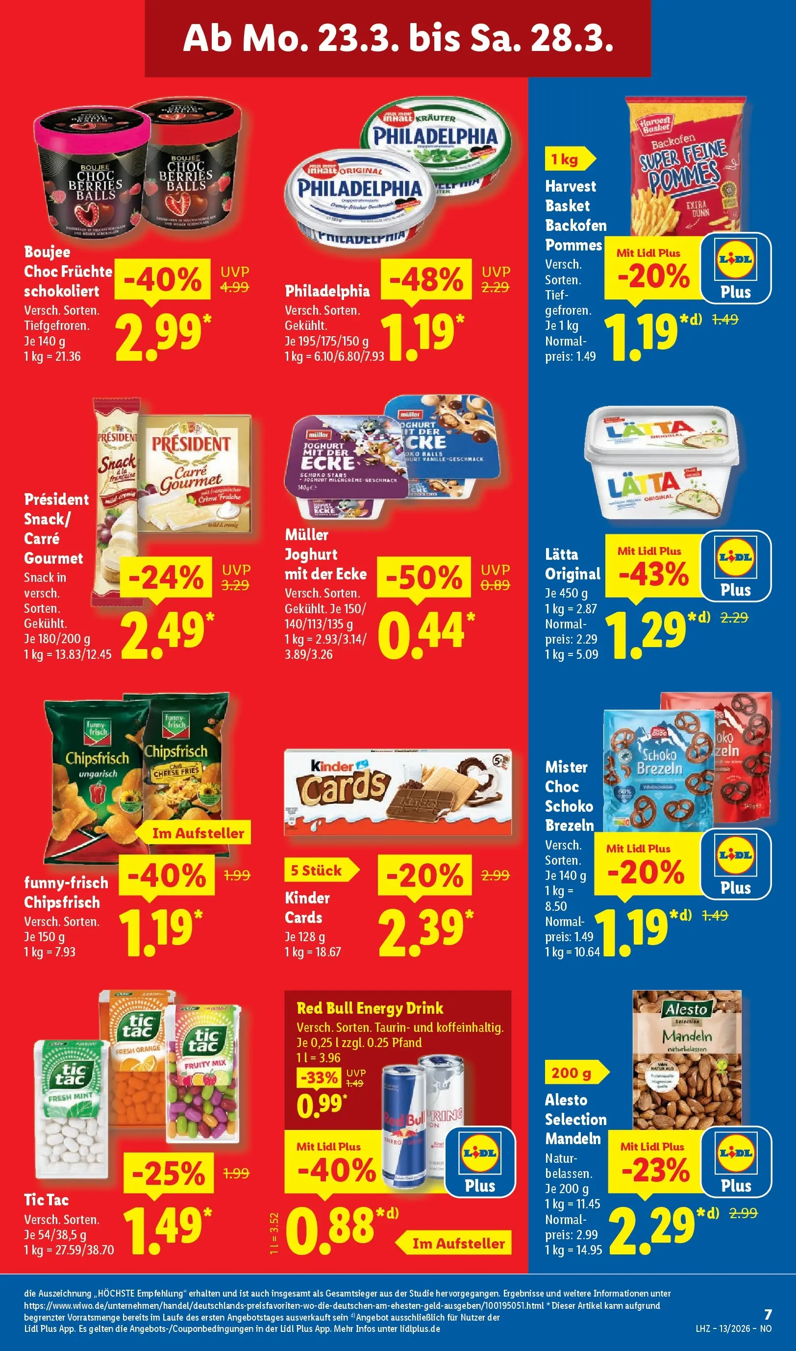 Lidl Prospekt Braunschweig (ab 22.03.2026) zum Blättern » Angebote | Seite: 9 | Produkte: Red bull, Pommes, Creme, Lätta