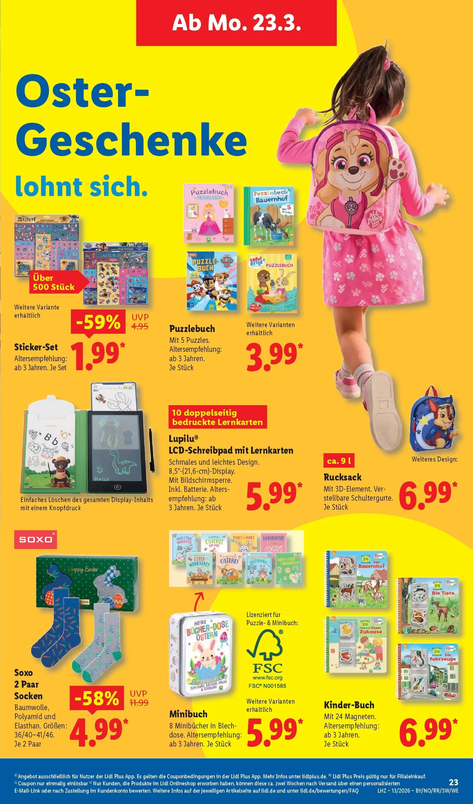 Lidl Prospekt Hof-innenstadt (ab 22.03.2026) zum Blättern » Angebote | Seite: 41 | Produkte: Socken, Rucksack
