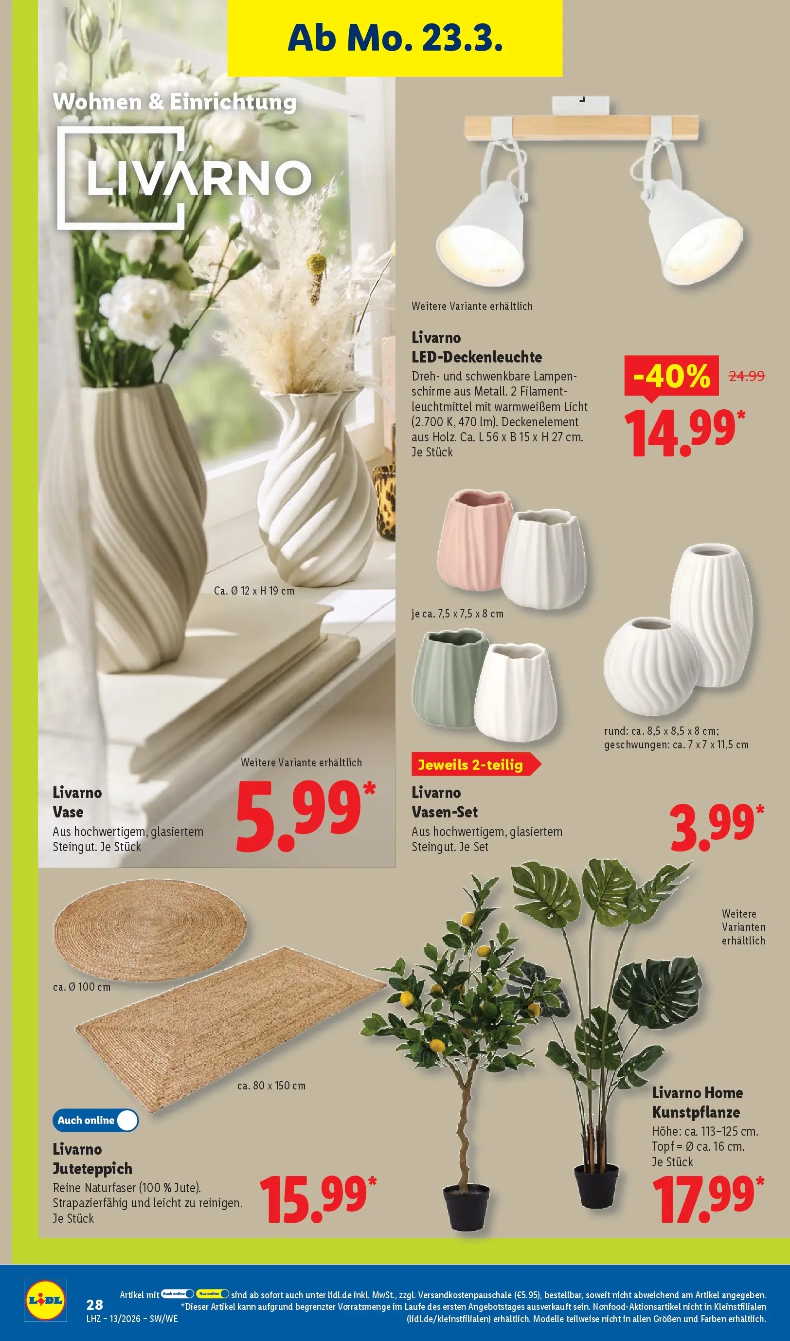 Lidl Prospekt Villingen-schwenningen (ab 23.03.2026) zum Blättern » Angebote | Seite: 48 | Produkte: Vase
