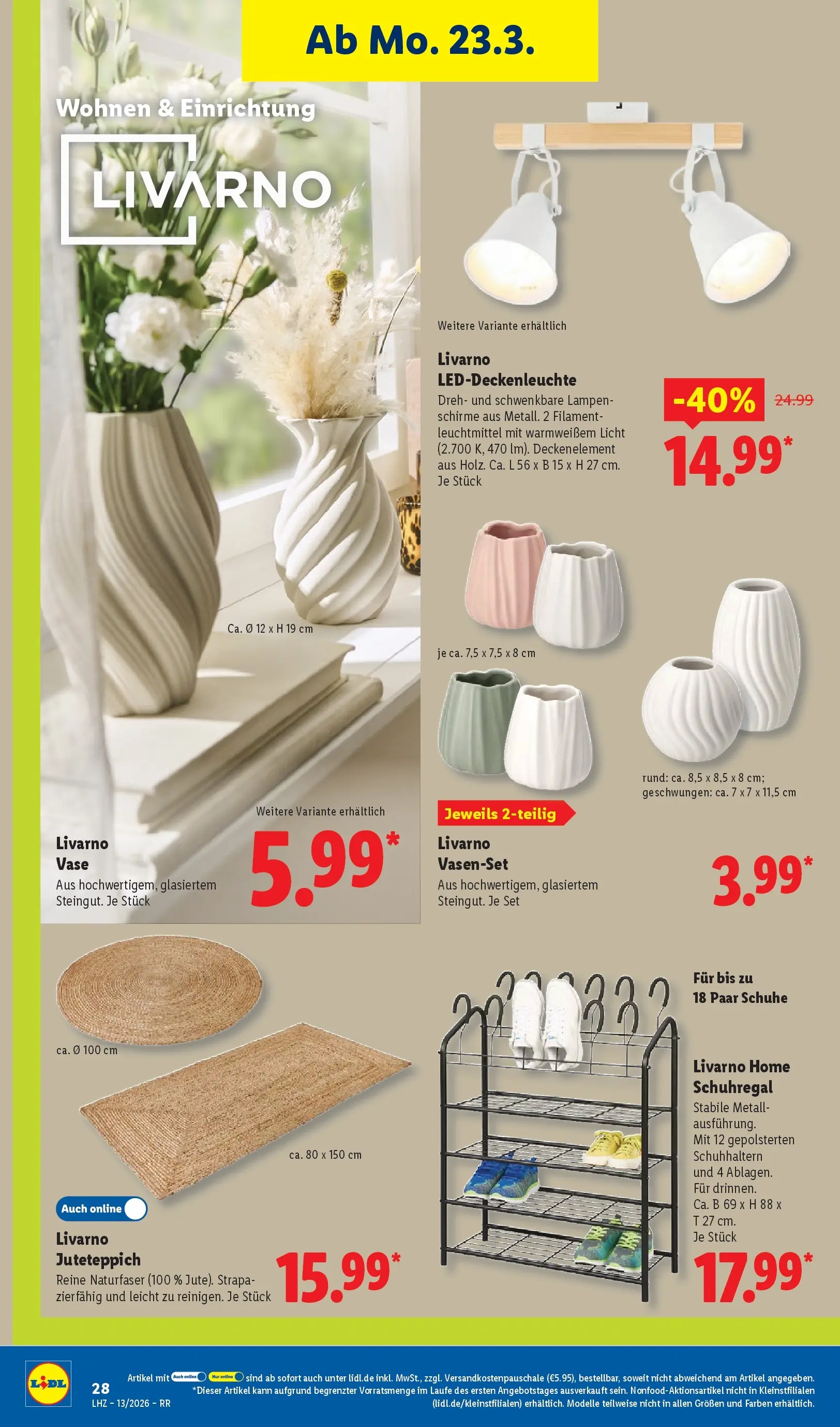 Lidl Prospekt Hagen (ab 20.03.2026) zum Blättern » Angebote | Seite: 44 | Produkte: Vase, Schuhregal
