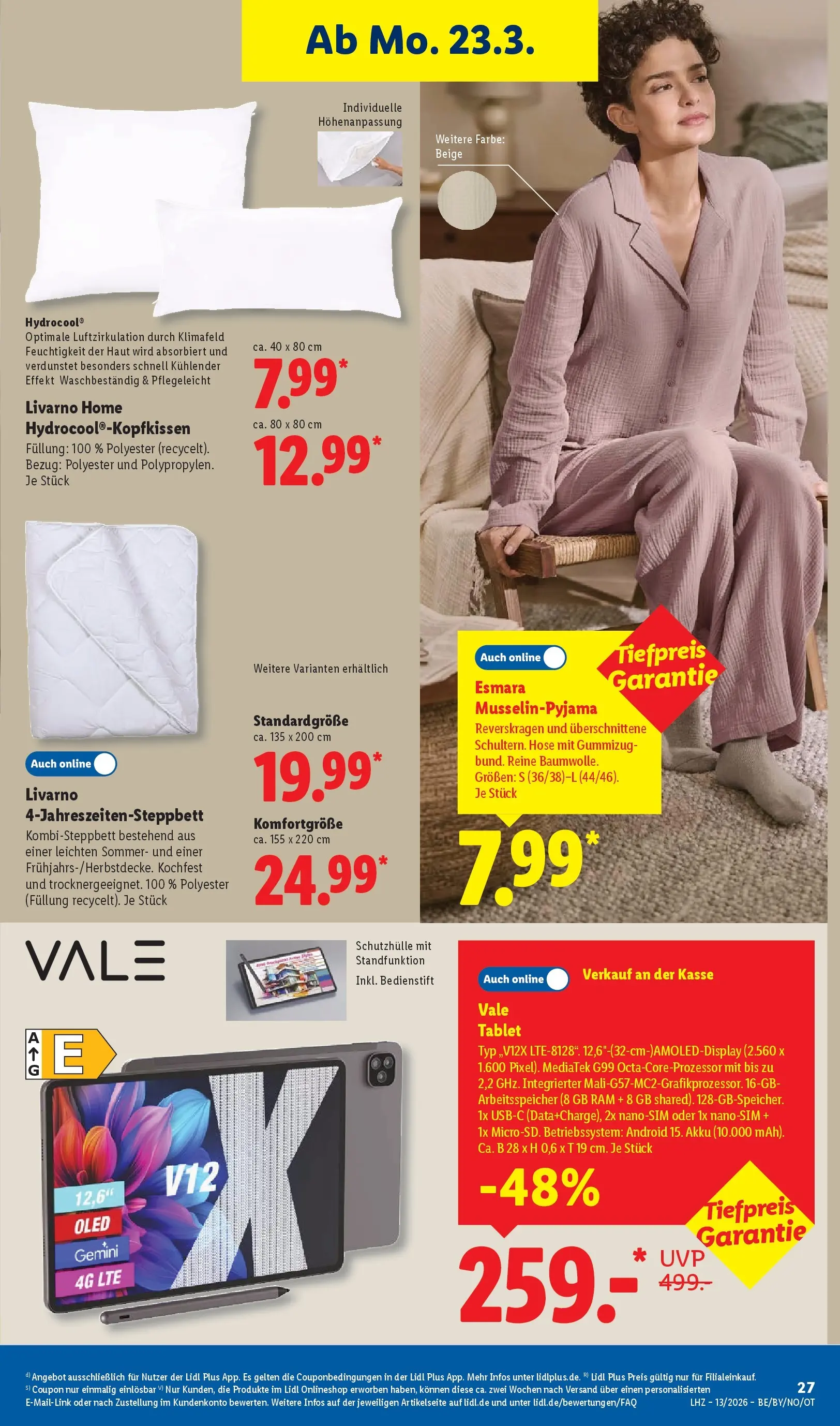 Lidl Prospekt Hof-innenstadt (ab 22.03.2026) zum Blättern » Angebote | Seite: 47 | Produkte: Hose, Tablet