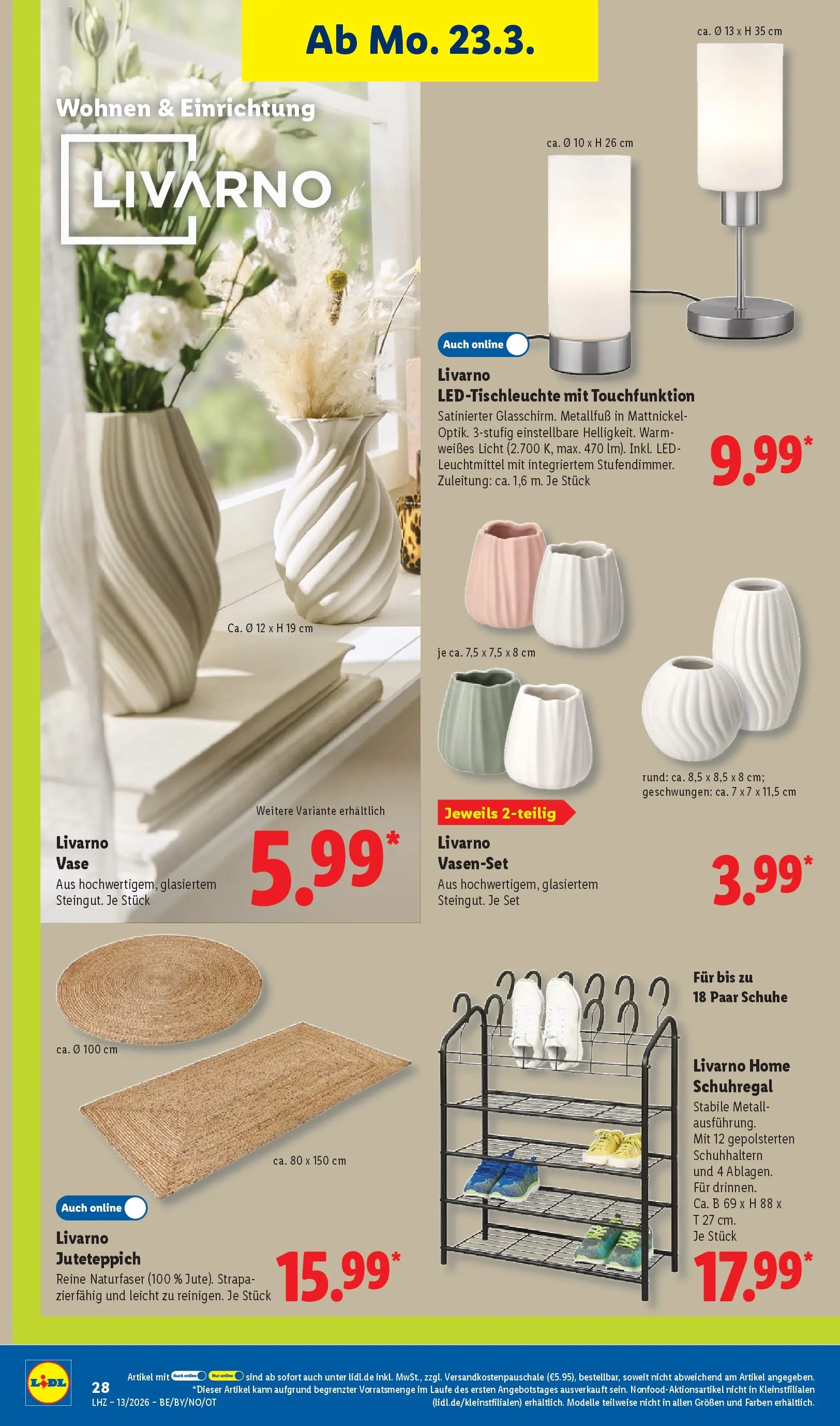 Lidl Prospekt Hof-innenstadt (ab 22.03.2026) zum Blättern » Angebote | Seite: 48 | Produkte: Vase, Schuhregal