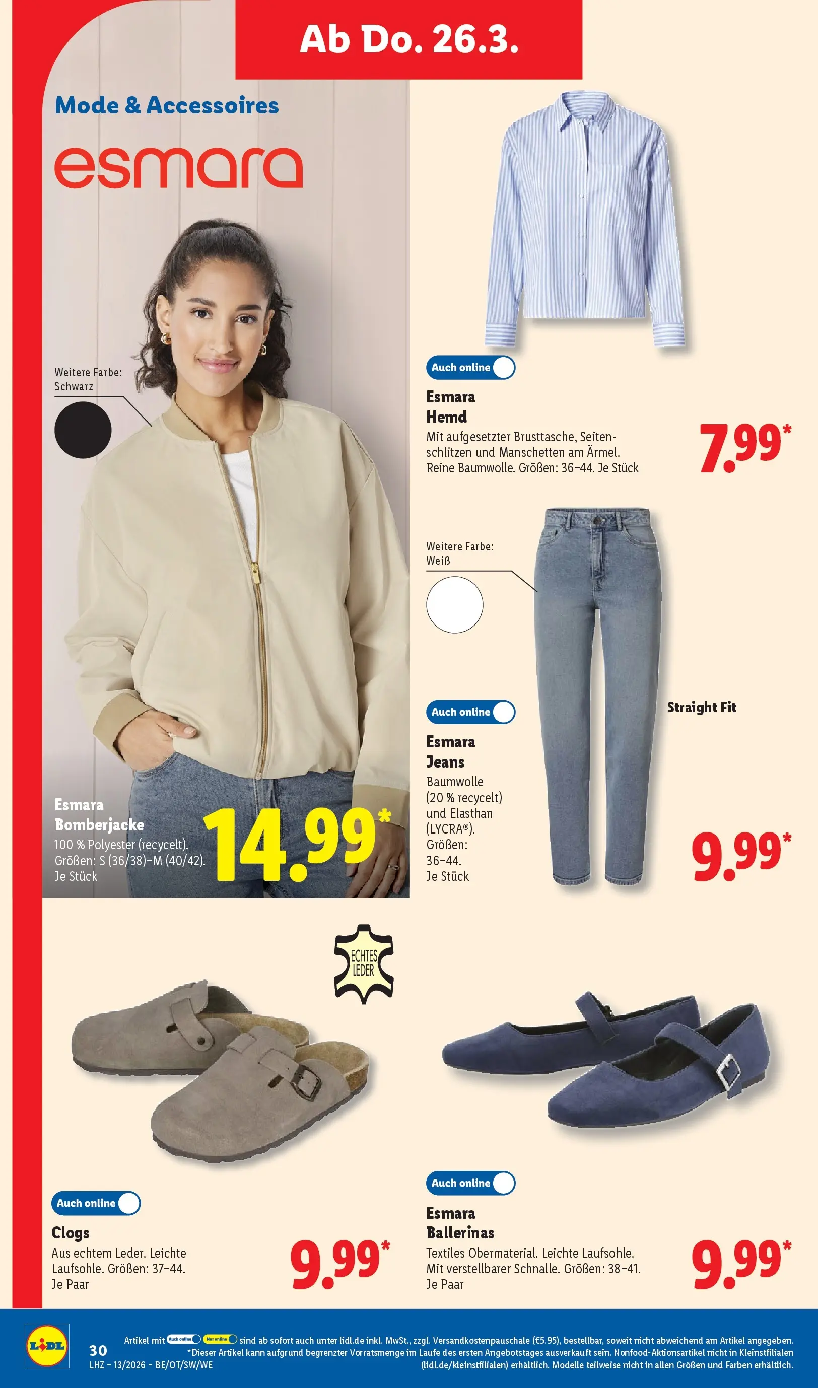 Lidl Prospekt Mahlow (ab 23.03.2026) » Angebote online | Seite: 50 | Produkte: Bomberjacke, Hemd, Ballerinas, Jeans Lidl Prospekt Mahlow (ab 23.03.2026) zum Blättern » Angebote | Seite: 50 | Produkte: Bomberjacke, Hemd, Ballerinas, Jeans