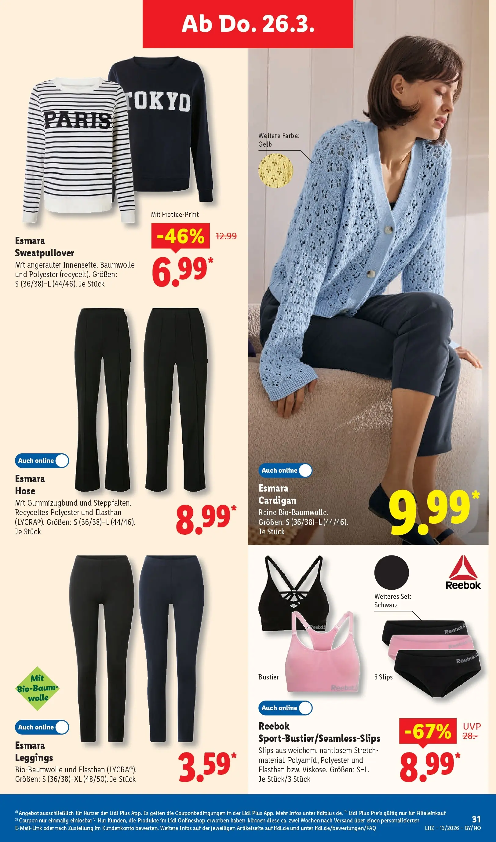 Lidl Prospekt Hof-innenstadt (ab 22.03.2026) zum Blättern » Angebote | Seite: 51 | Produkte: Cardigan, Hose, Leggings