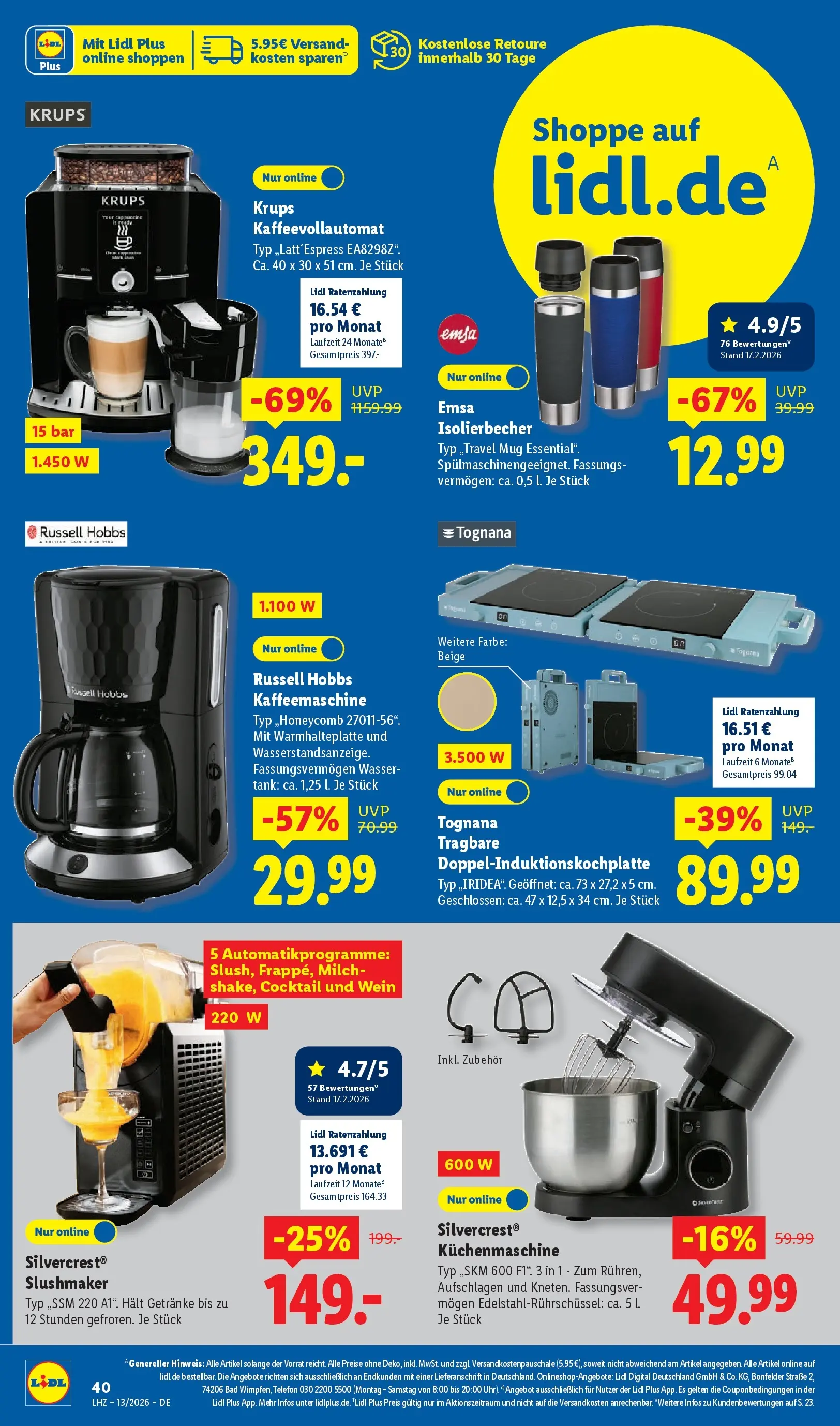 Lidl Prospekt Hof-innenstadt (ab 22.03.2026) zum Blättern » Angebote | Seite: 60 | Produkte: Krups, Kaffeemaschine, Wasser, Kaffeevollautomat