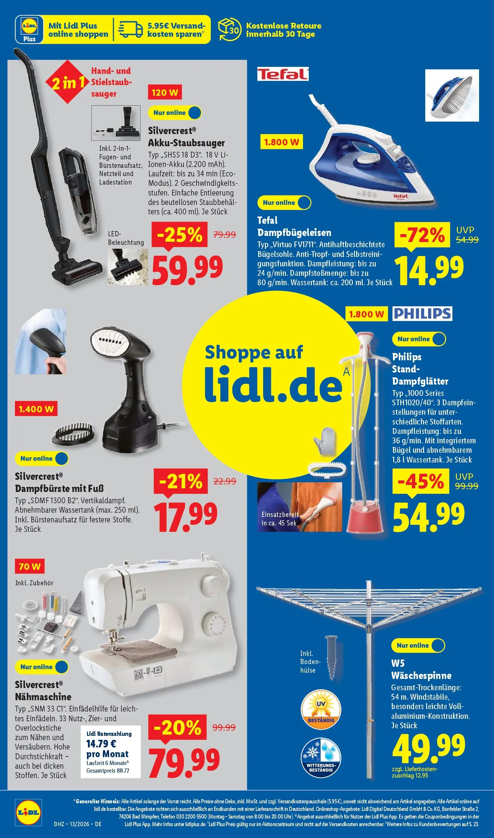 Lidl Prospekt Hof-innenstadt (ab 22.03.2026) zum Blättern » Angebote | Seite: 62 | Produkte: Philips, Nähmaschine, Netzteil, Telefon