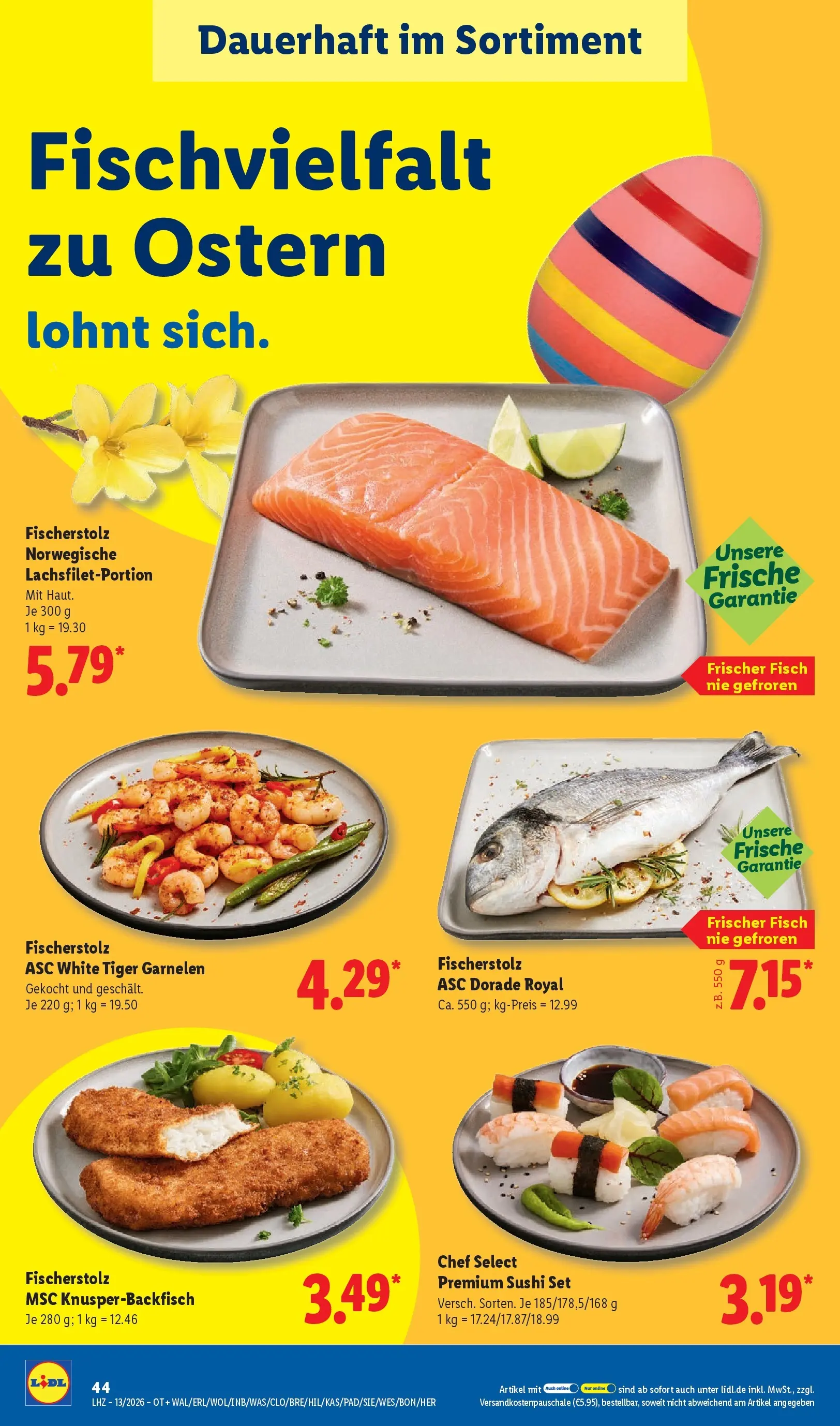 Lidl Prospekt Braunschweig (ab 22.03.2026) zum Blättern » Angebote | Seite: 66 | Produkte: Dorade, Garnelen, Fisch, Tiger garnelen