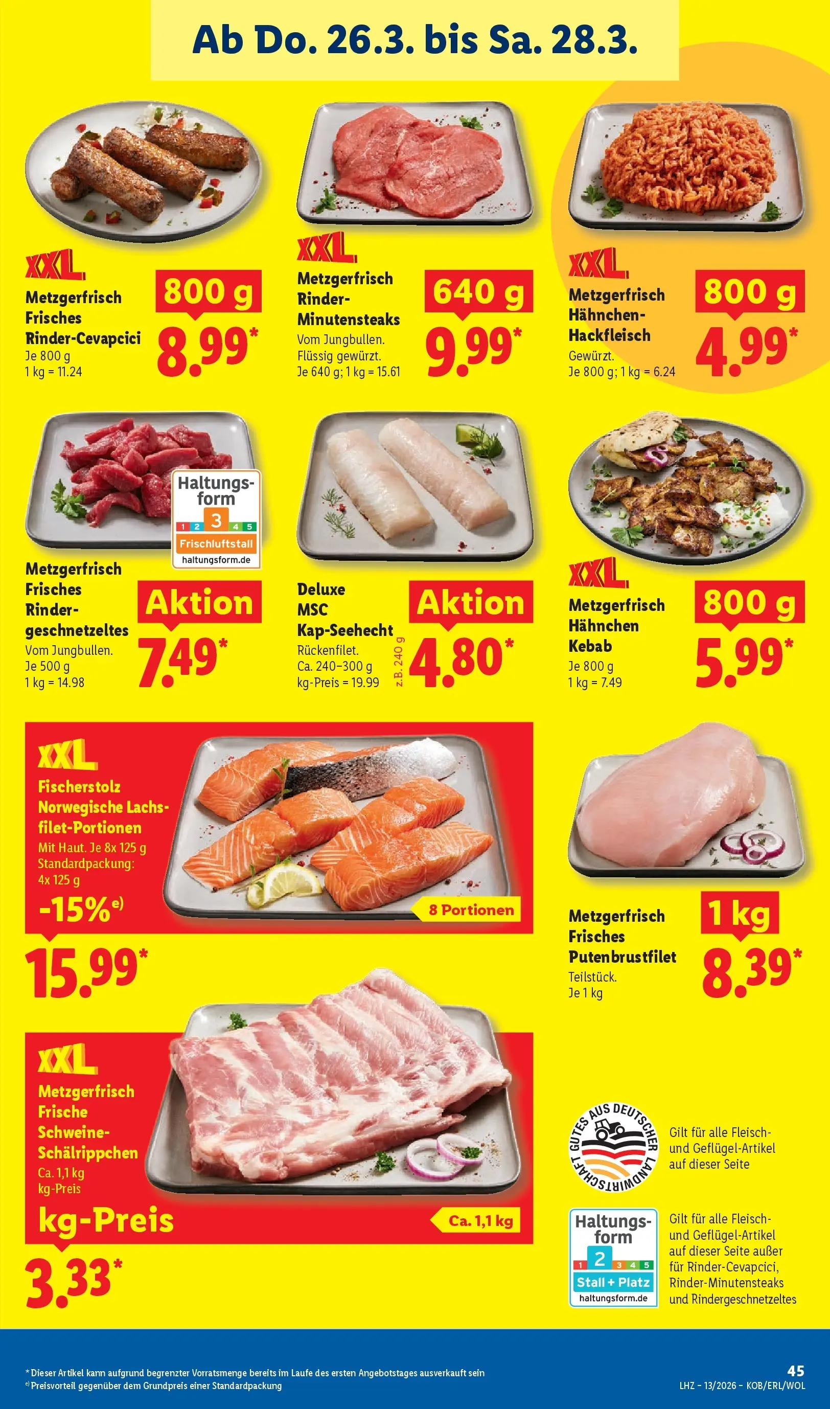 Lidl Prospekt Künzell (ab 23.03.2026) zum Blättern » Angebote | Seite: 67 | Produkte: Hahnchen, Lachs, Fleisch, Hackfleisch