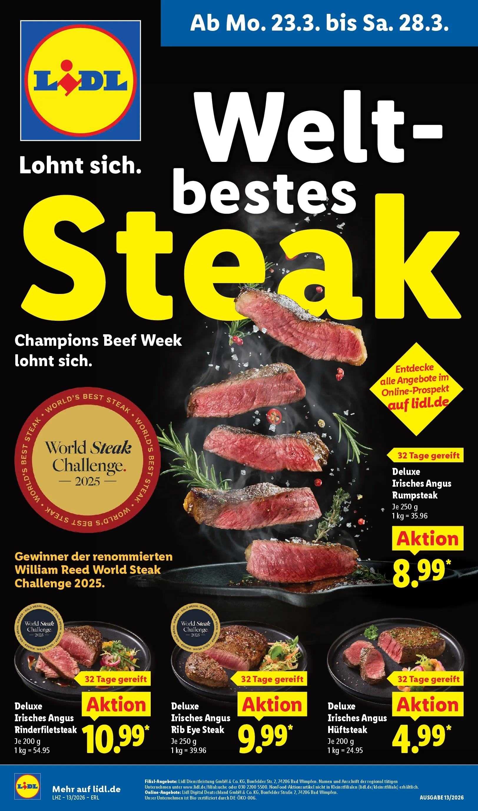 Lidl Prospekt Künzell (ab 23.03.2026) zum Blättern » Angebote | Seite: 1 | Produkte: Rumpsteak, Bad, Steak
