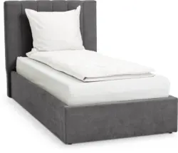JYSK Рамка за легло HASLEV 90x200 със съхранение тъмносив текстил
