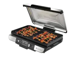 Ninja GX101EU Sizzle Pro XL Indoor Grill mit Grill- und Planchaplatte, Schwarz/Silber (1800 Watt)