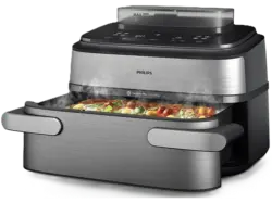 Philips NA565/20 Steam Airfryer Megabasket Hei&szlig;luftfritteuse 9,5 kg, 2750 Watt, Silber