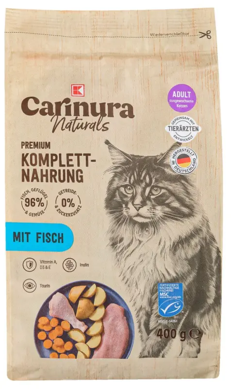 K-CARINURA Naturals Суха храна за котки различни видове
