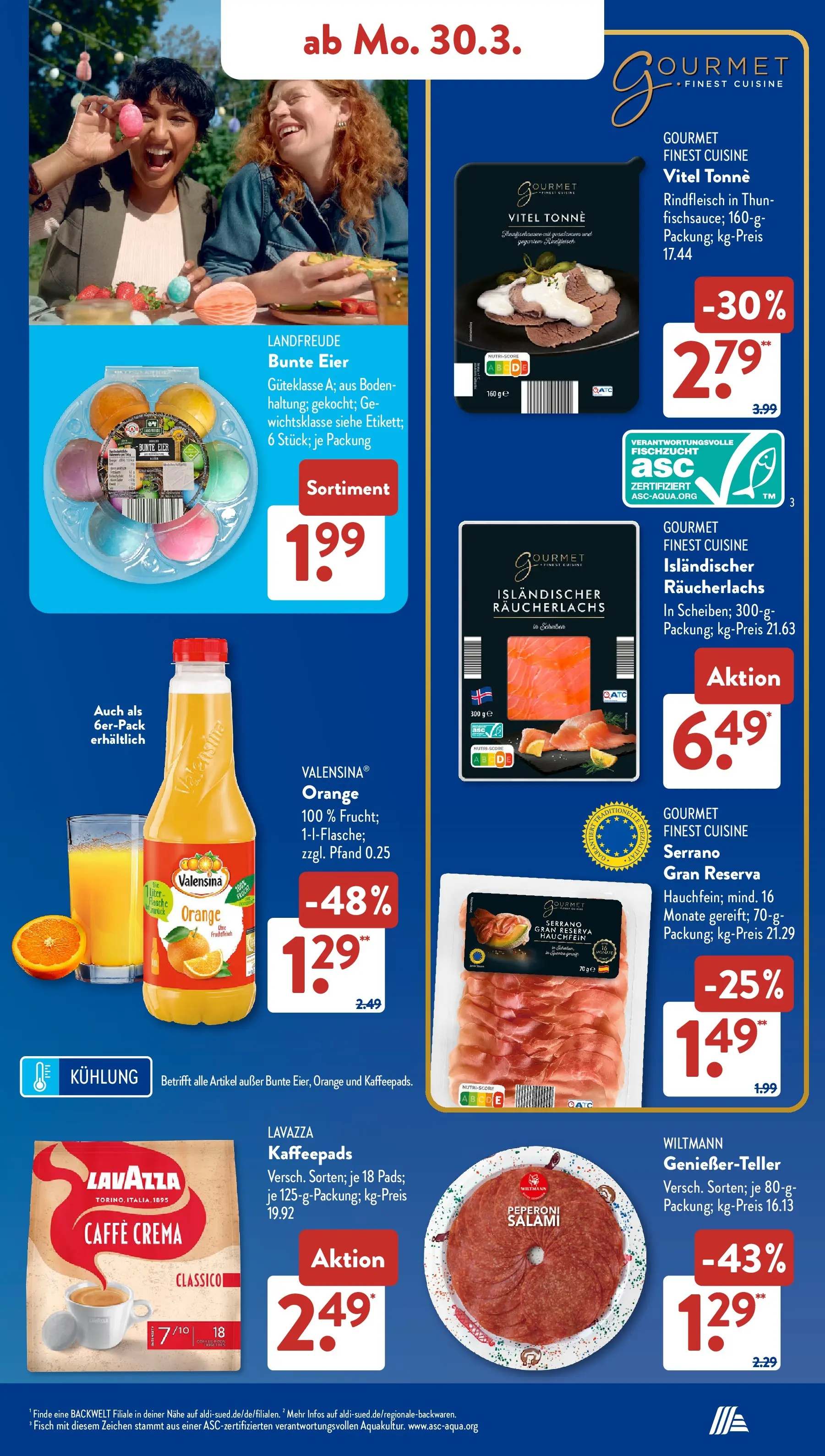 Aldi Süd - Aldi Süd: Wochenangebote (ab 29.03.2026) zum Blättern | Seite: 7 | Produkte: Lavazza, Fisch, Salami, Rindfleisch