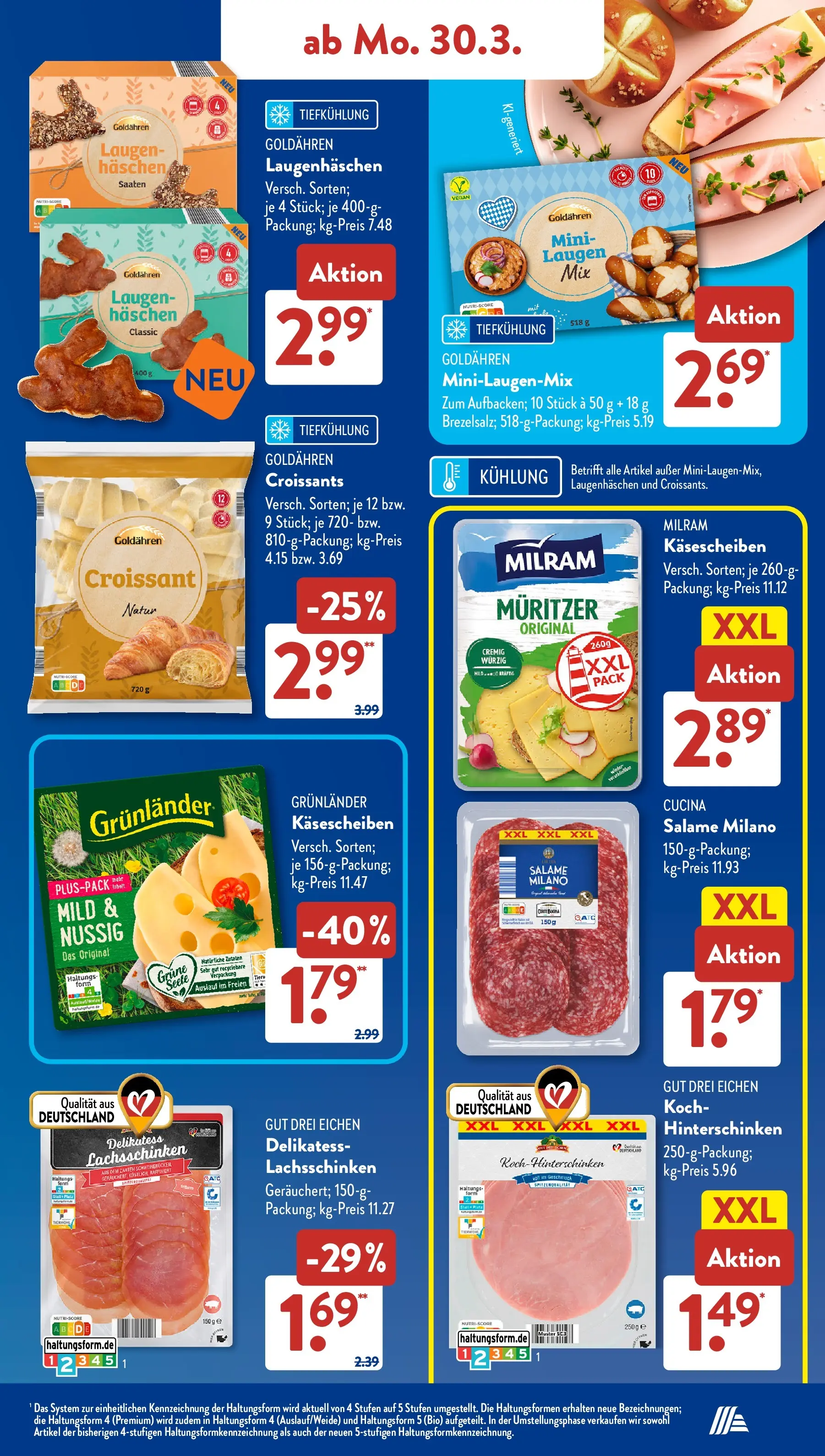Aldi Süd - Aldi Süd: Wochenangebote (ab 29.03.2026) zum Blättern | Seite: 9 | Produkte: Croissant, Grunlander, Milram