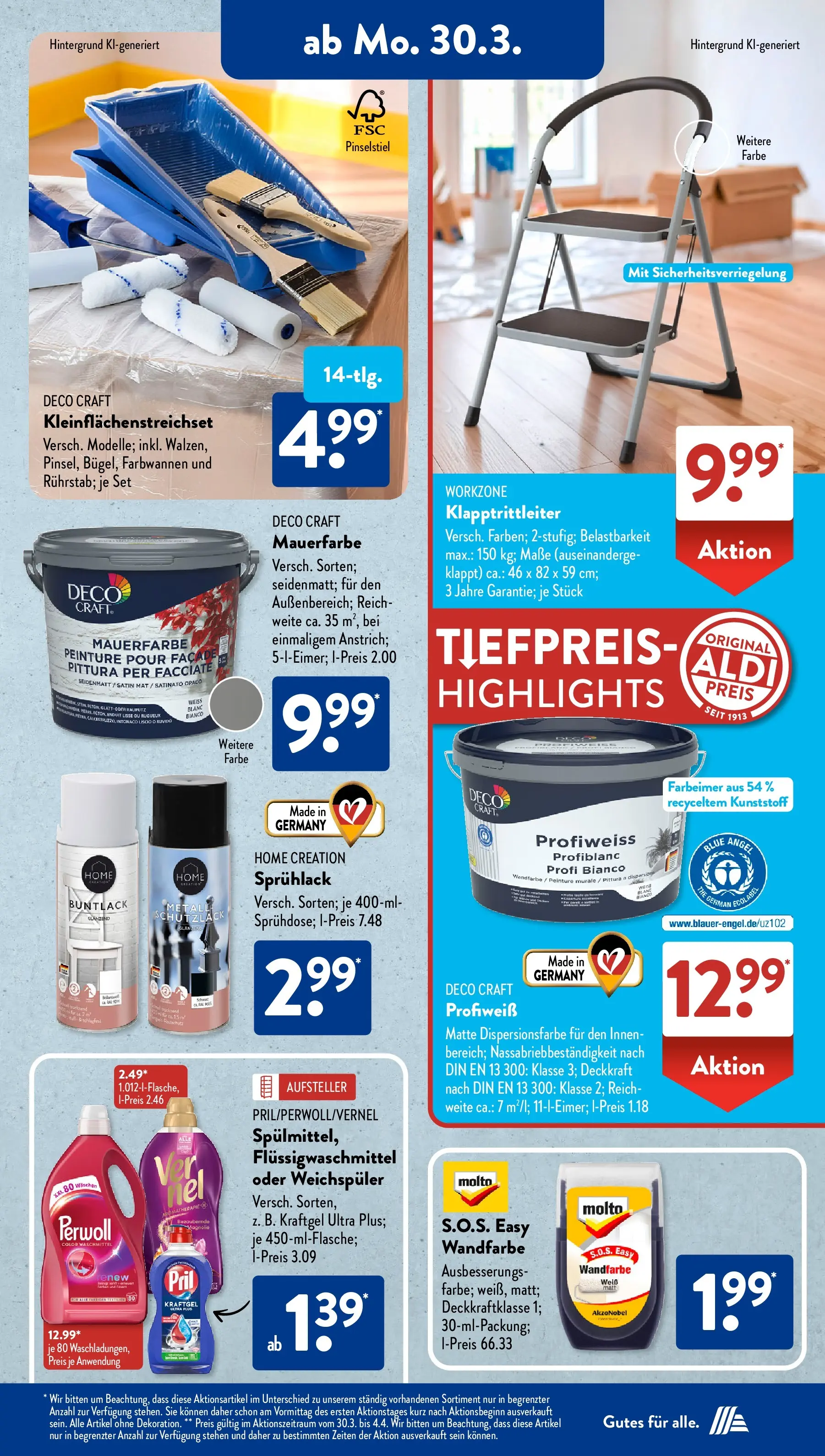 Aldi Süd - Aldi Süd: Wochenangebote (ab 29.03.2026) zum Blättern | Seite: 25 | Produkte: Wandfarbe, Weichspüler, Pril, Home creation