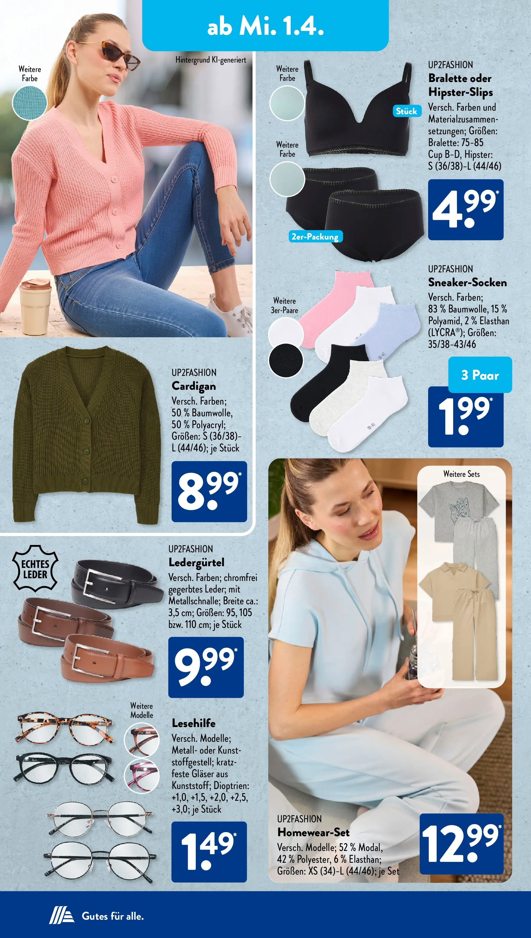 Aldi Süd - Aldi Süd: Wochenangebote (ab 29.03.2026) zum Blättern | Seite: 26 | Produkte: Up2fashion, Bralette, Cardigan