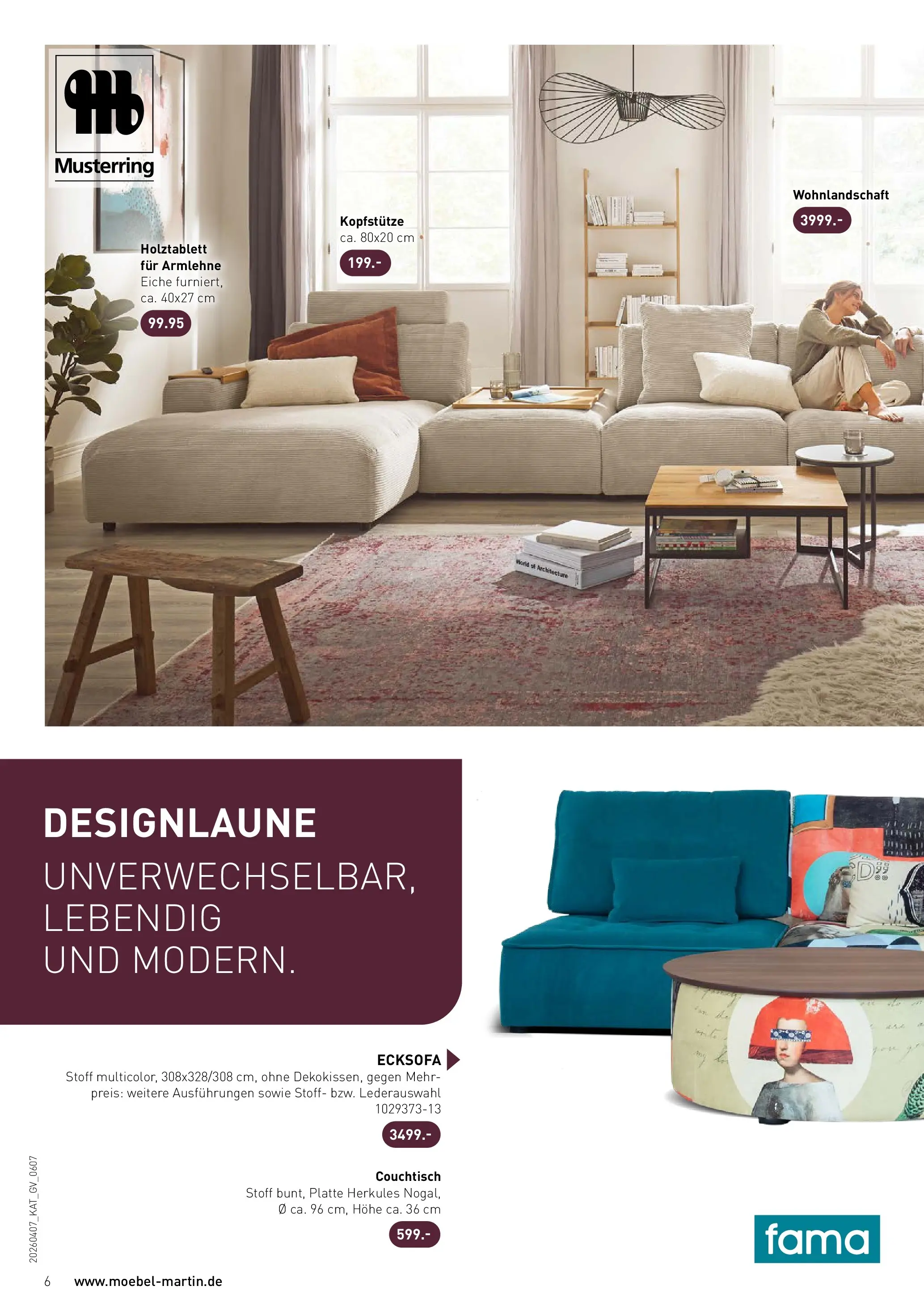 Möbel Martin Wohnfühlen neu entdecken (ab 07.04.2026) zum Blättern | Seite: 6 | Produkte: Wohnlandschaft, Ecksofa, Couchtisch