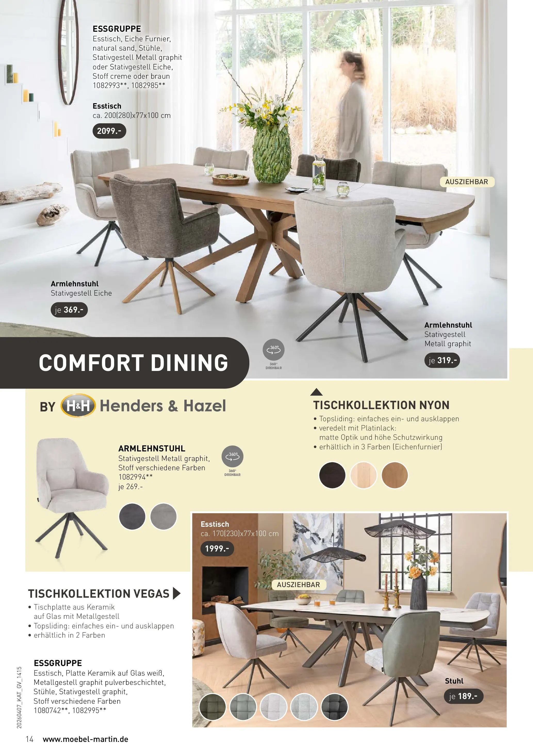 Möbel Martin Wohnfühlen neu entdecken (ab 07.04.2026) zum Blättern | Seite: 14 | Produkte: Esstisch, Essgruppe, Stuhl, Creme
