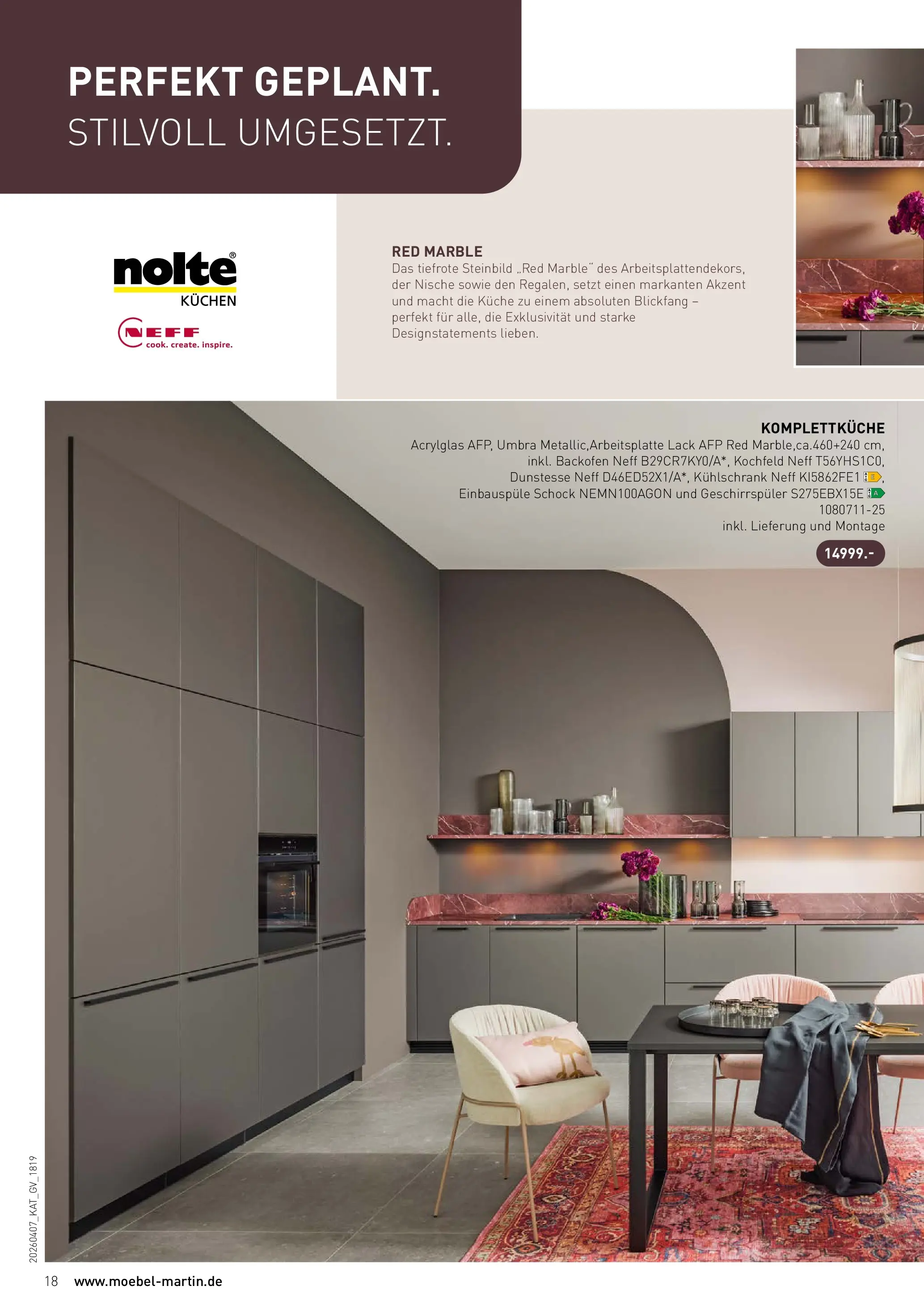 Möbel Martin Wohnfühlen neu entdecken (ab 07.04.2026) zum Blättern | Seite: 18 | Produkte: Neff, Kühlschrank, Kochfeld, Kuchen