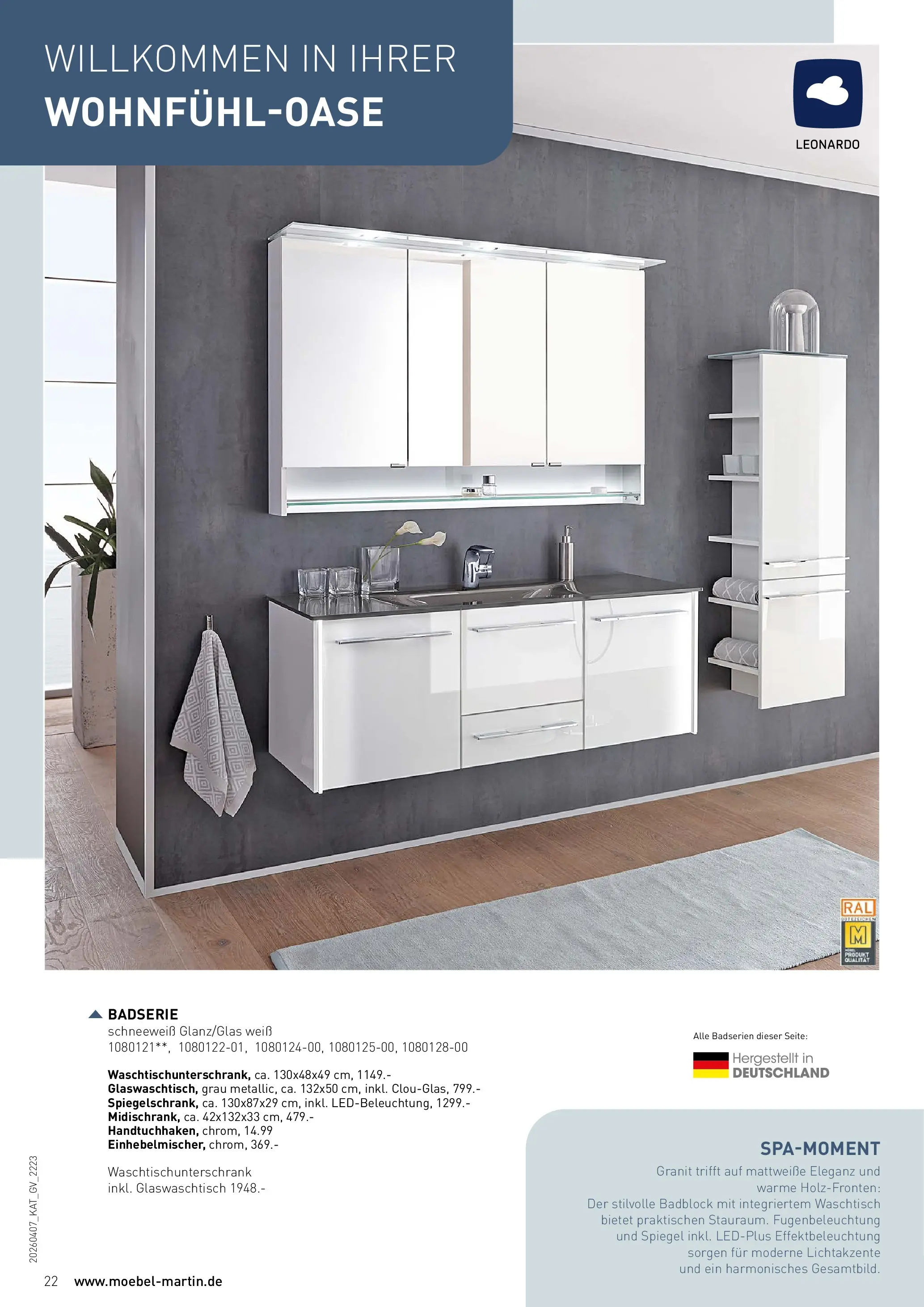 Möbel Martin Wohnfühlen neu entdecken (ab 07.04.2026) zum Blättern | Seite: 22 | Produkte: Spiegel, Waschtisch