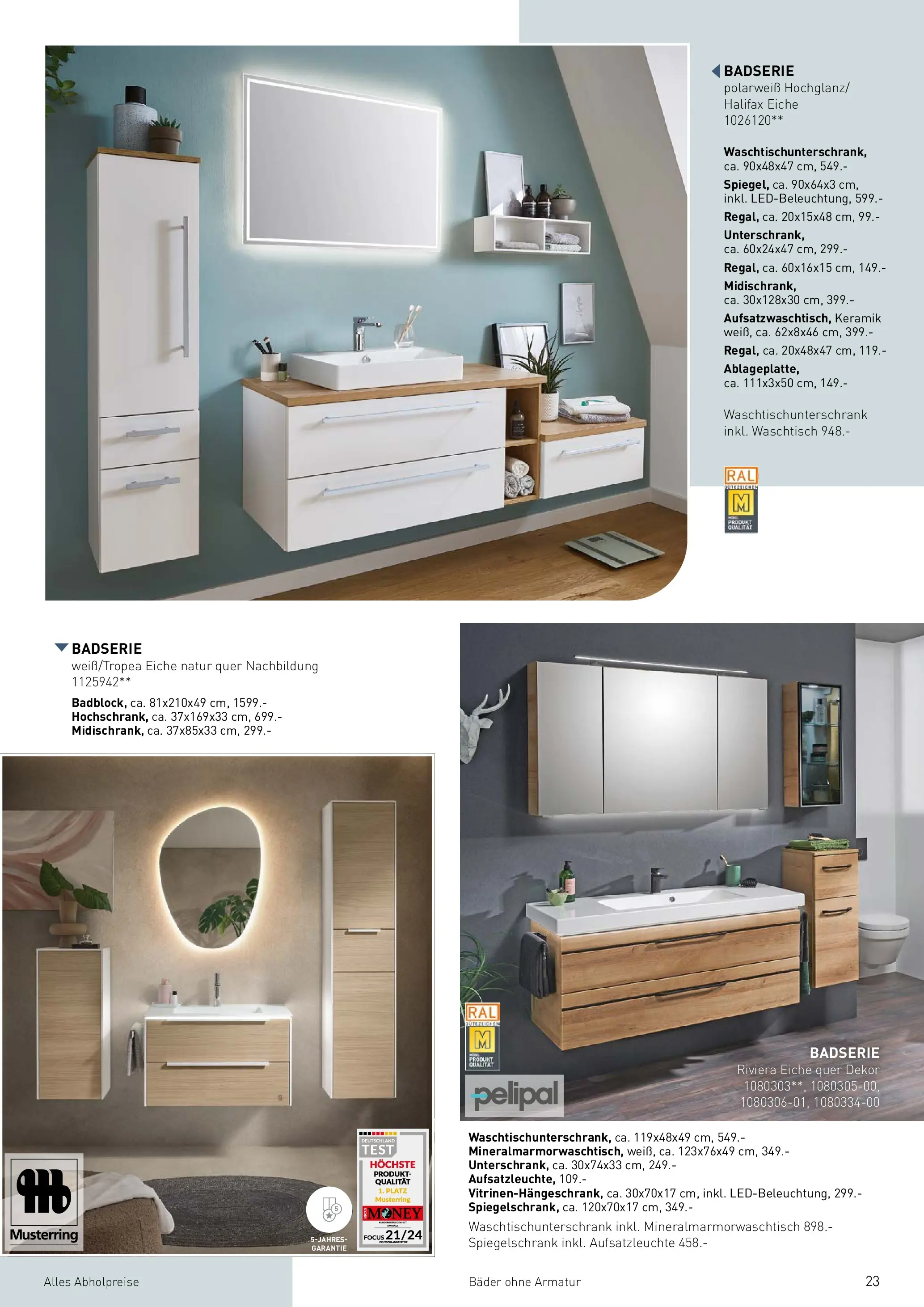 Möbel Martin Wohnfühlen neu entdecken (ab 07.04.2026) zum Blättern | Seite: 23 | Produkte: Armatur, Waschtisch, Spiegelschrank