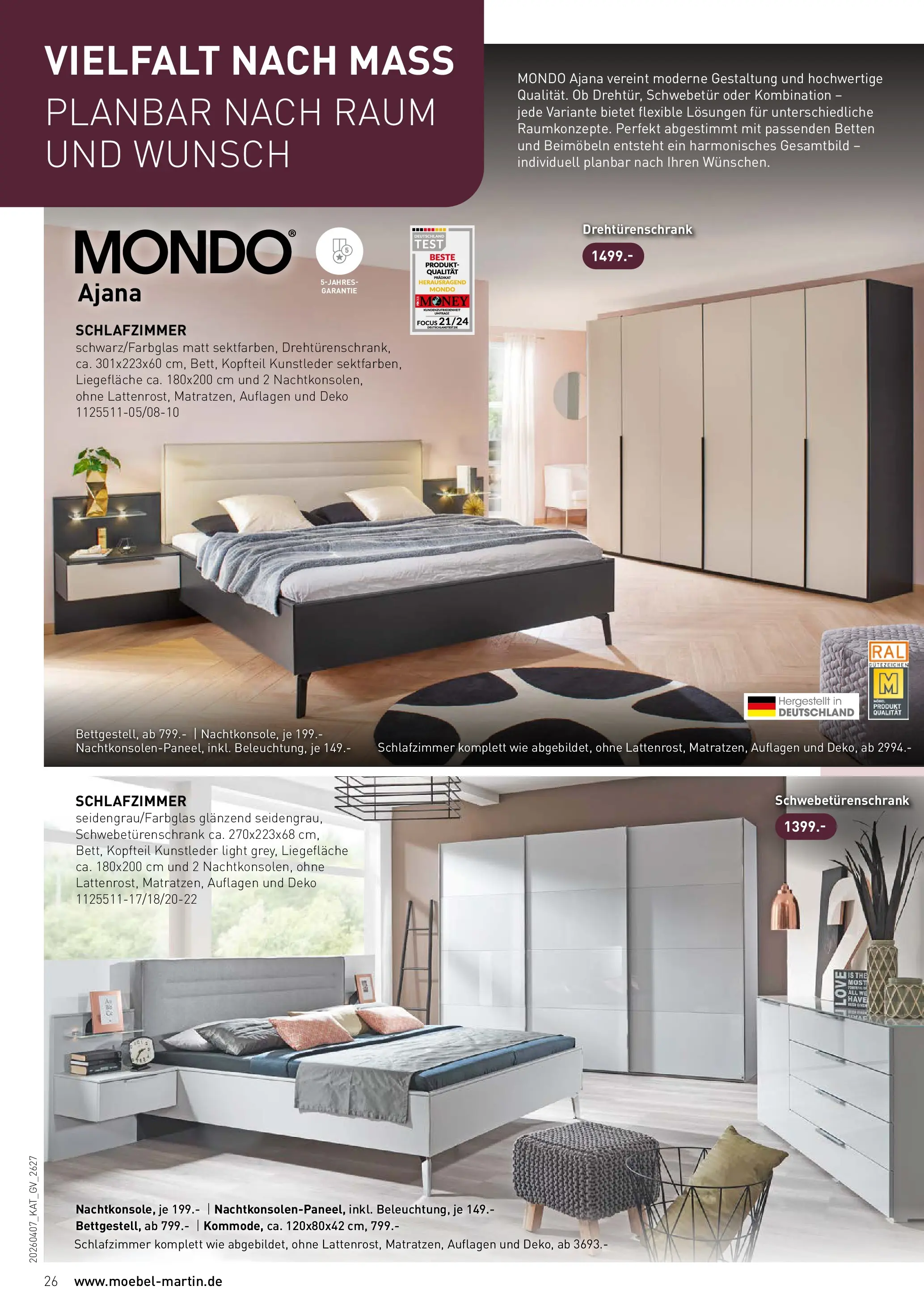 Möbel Martin Wohnfühlen neu entdecken (ab 07.04.2026) zum Blättern | Seite: 26 | Produkte: Schwebetürenschrank, Drehtürenschrank