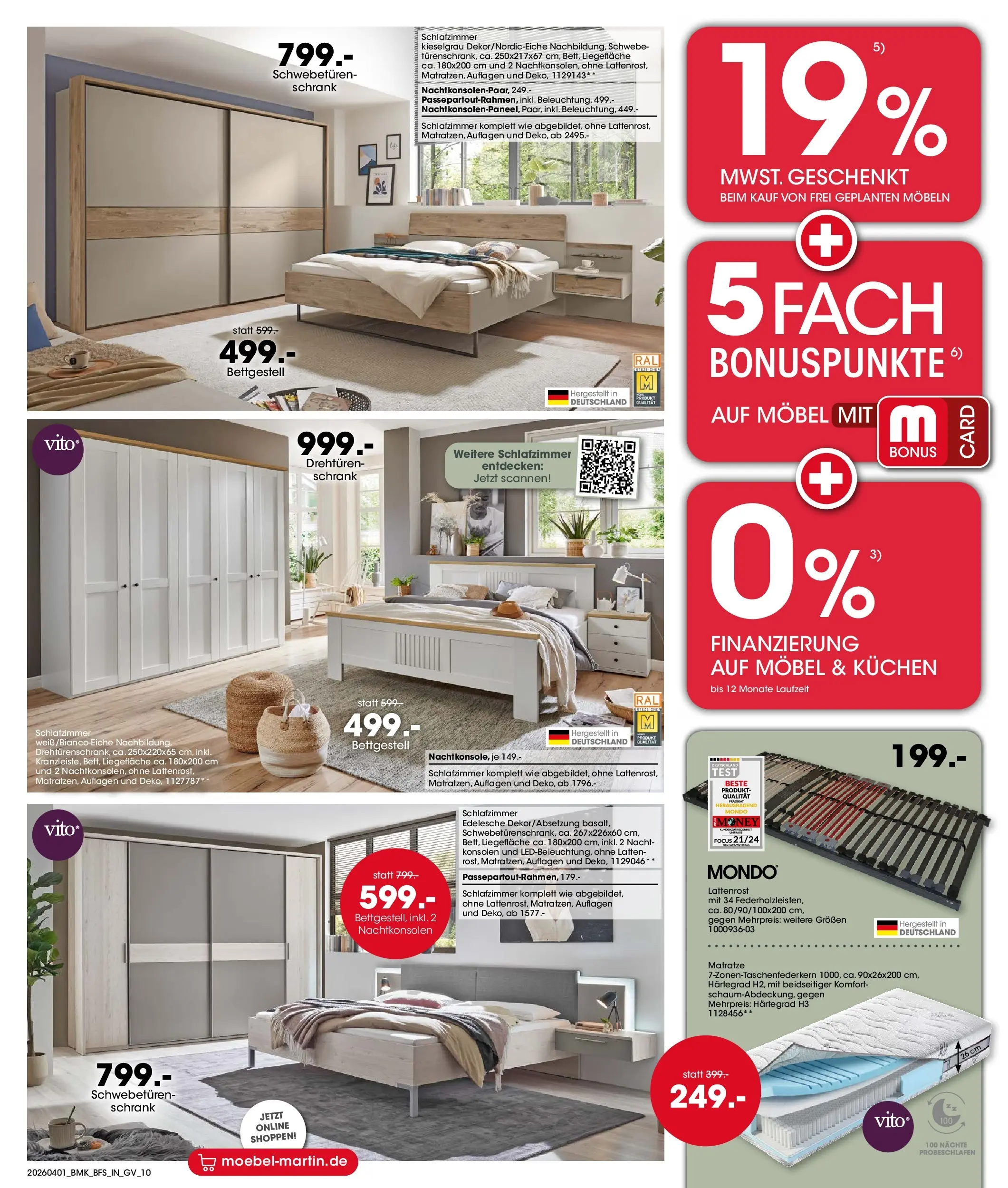Möbel Martin - Möbel Martin: Wochenangebote (ab 31.03.2026) zum Blättern | Seite: 10 | Produkte: Matratze, Lattenrost, Schrank, Kuchen