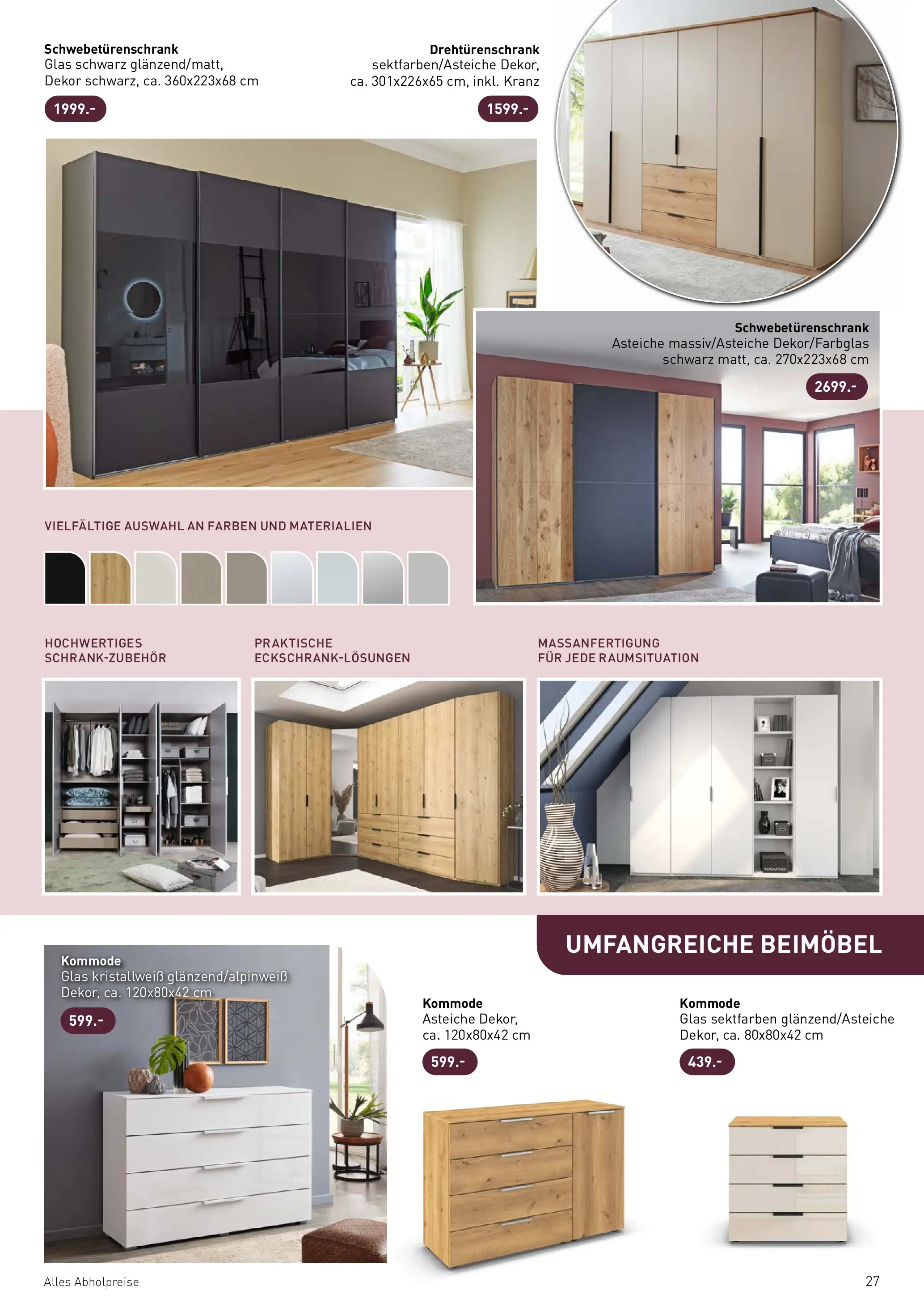 Möbel Martin Wohnfühlen neu entdecken (ab 07.04.2026) zum Blättern | Seite: 27 | Produkte: Kommode, Schwebetürenschrank, Drehtürenschrank