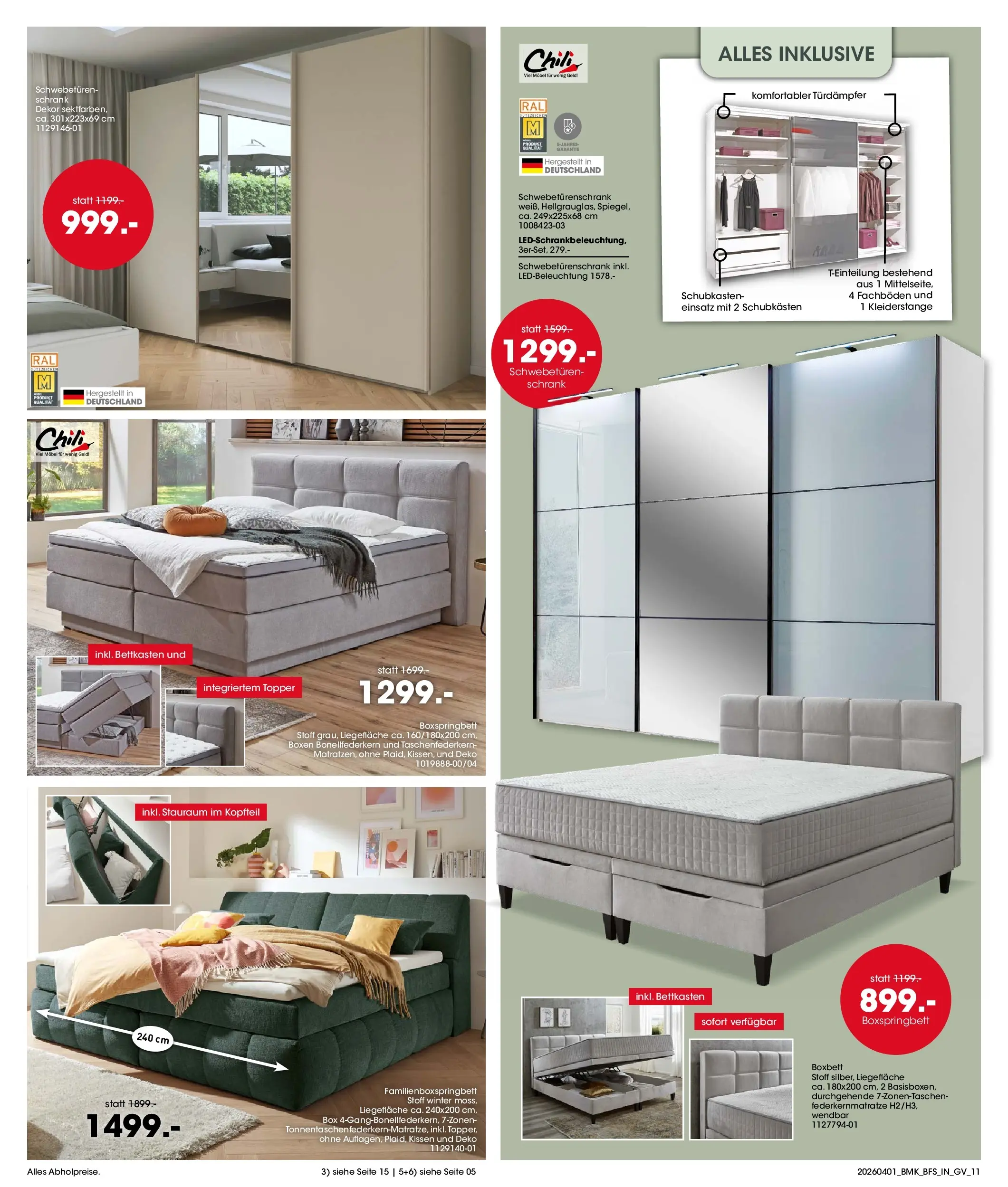 Möbel Martin - Möbel Martin: Wochenangebote (ab 31.03.2026) zum Blättern | Seite: 11 | Produkte: Schwebetürenschrank, Topper, Schrank, Chili