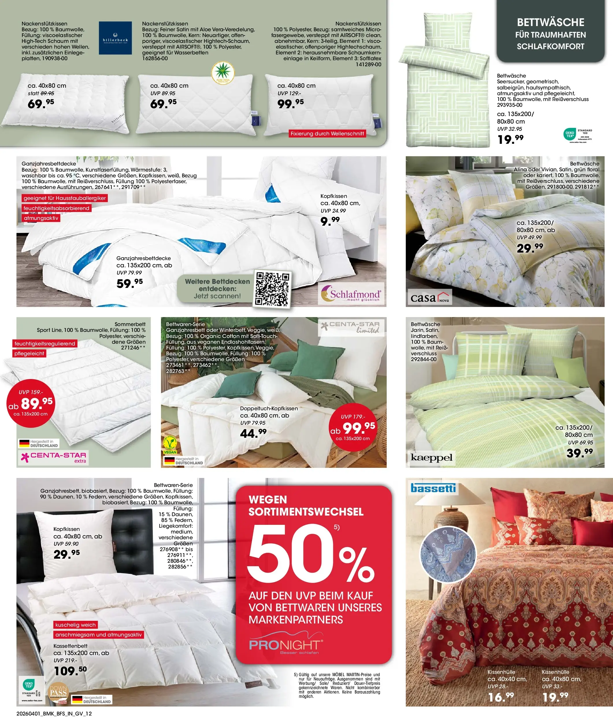 Möbel Martin - Möbel Martin: Wochenangebote (ab 31.03.2026) zum Blättern | Seite: 12 | Produkte: Bettwäsche, Kopfkissen