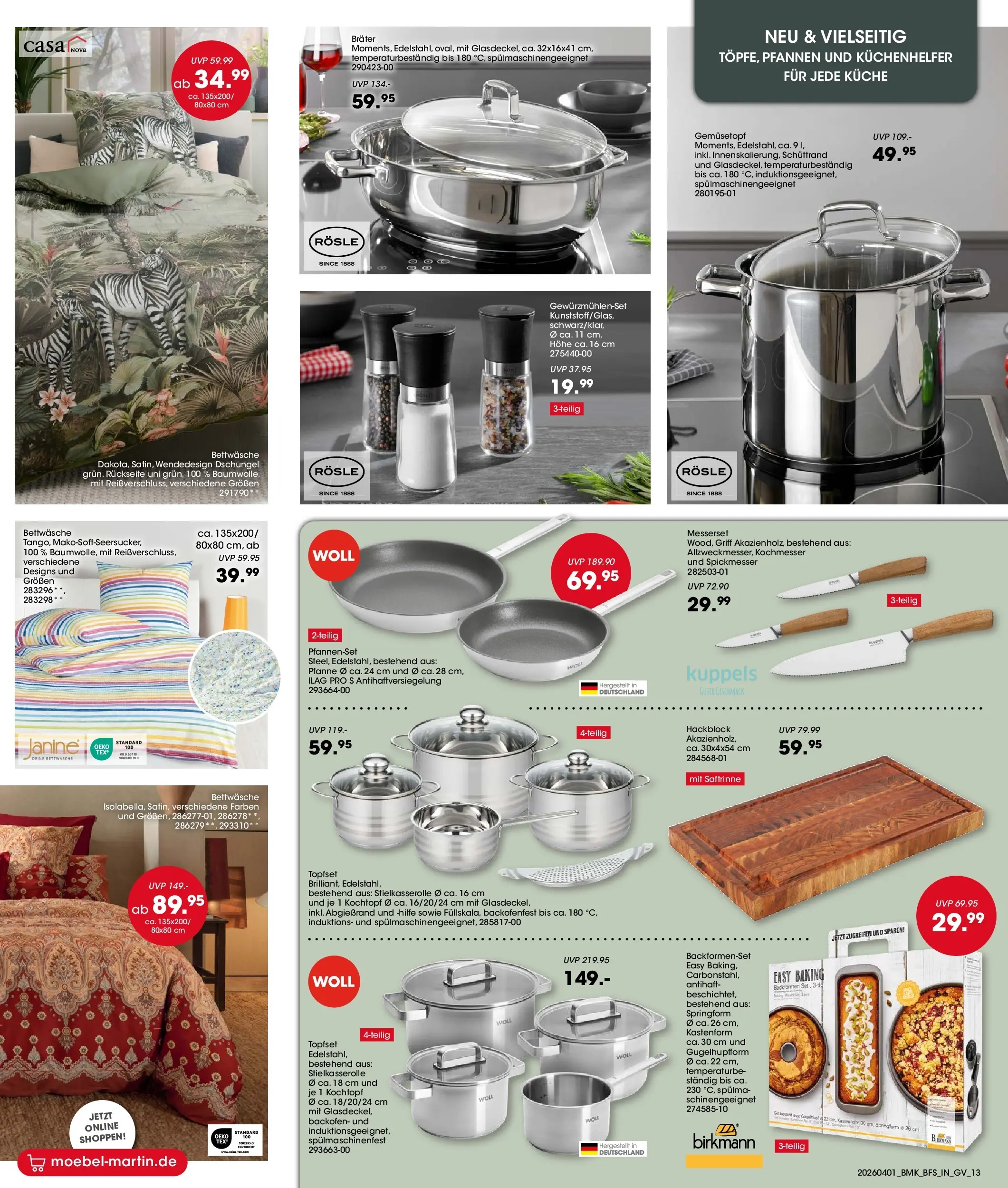 Möbel Martin - Möbel Martin: Wochenangebote (ab 31.03.2026) zum Blättern | Seite: 13 | Produkte: Bettwäsche, Küche, Backofen