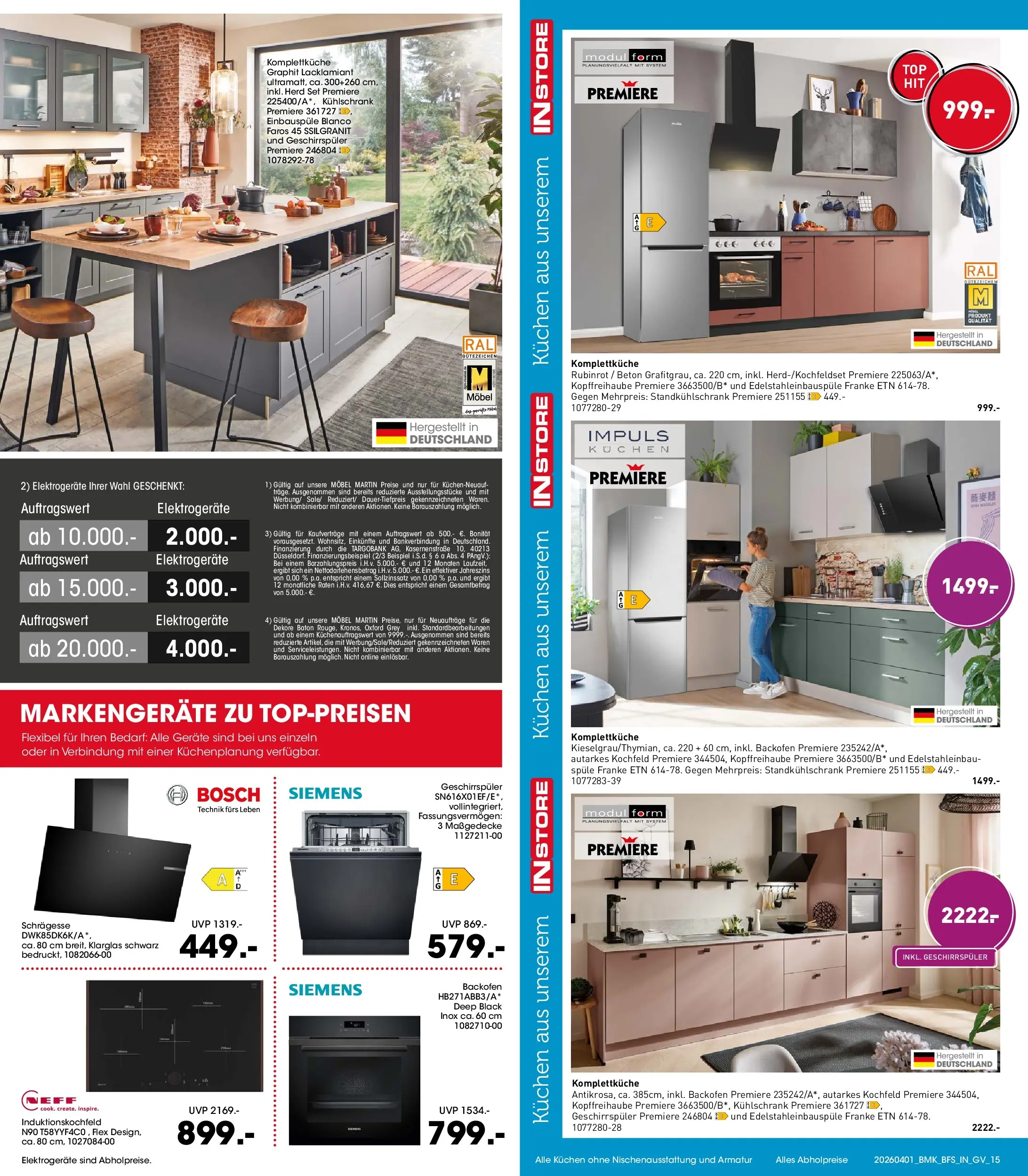 Möbel Martin - Möbel Martin: Wochenangebote (ab 31.03.2026) zum Blättern | Seite: 15 | Produkte: Bosch, Herd, Kühlschrank, Kuchen