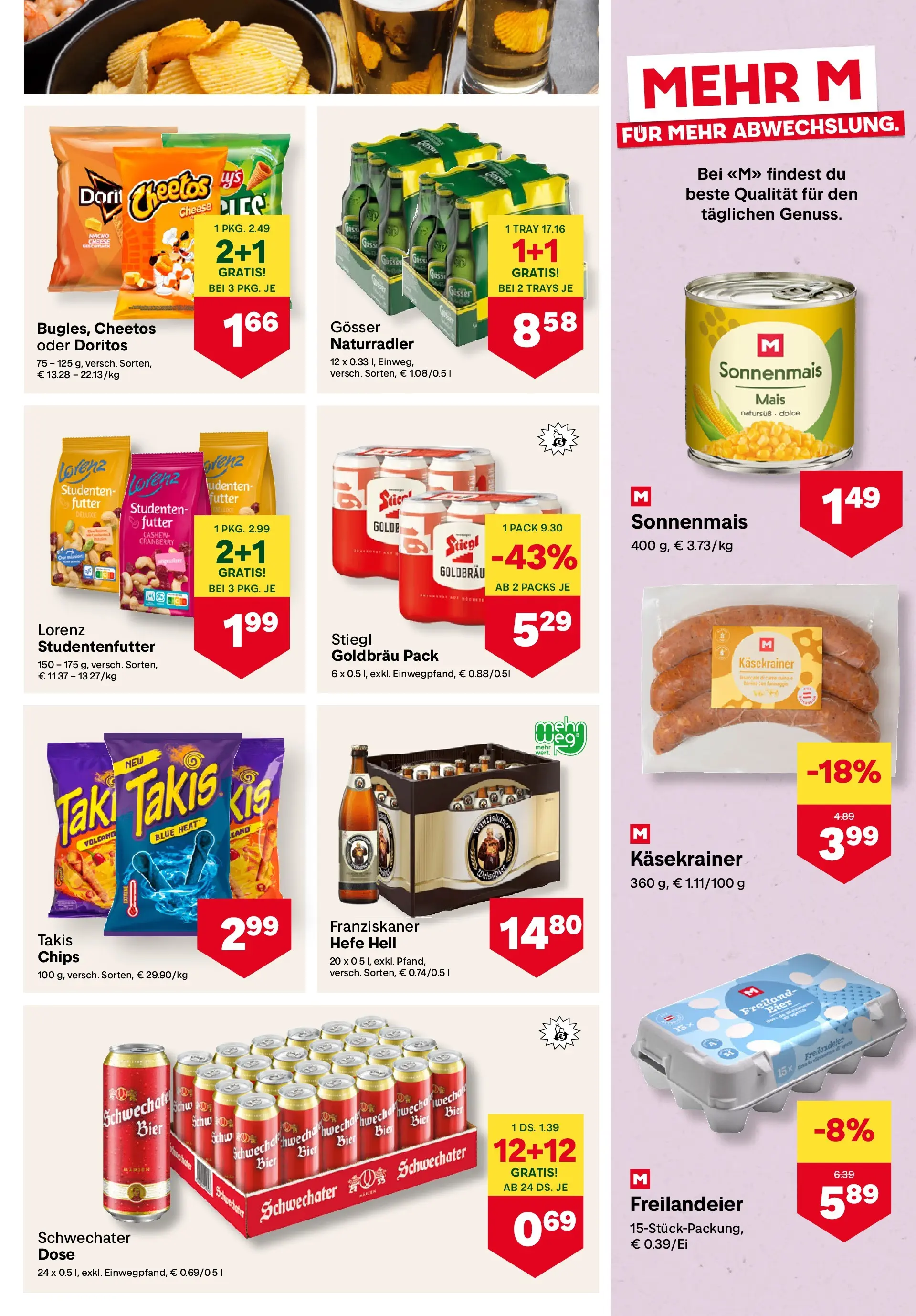 MPREIS Pfunds von 01.04.2026 - Aktuelle Angebote | Seite: 9 | Produkte: Chips, Eier, Bier