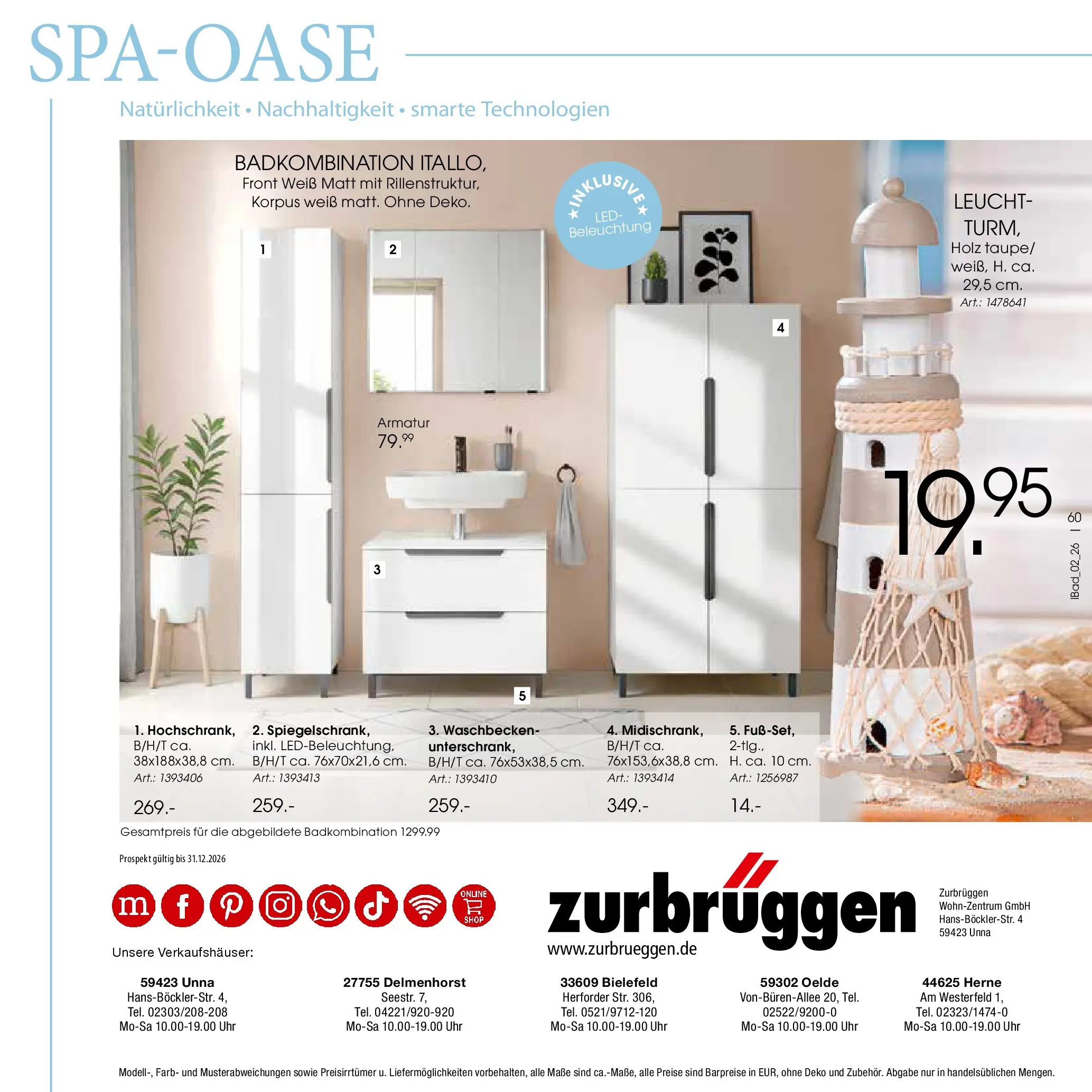 Zurbrüggen Bad Spezial (ab 23.03.2026) zum Blättern | Seite: 60 | Produkte: Waschbecken, Armatur, Uhr