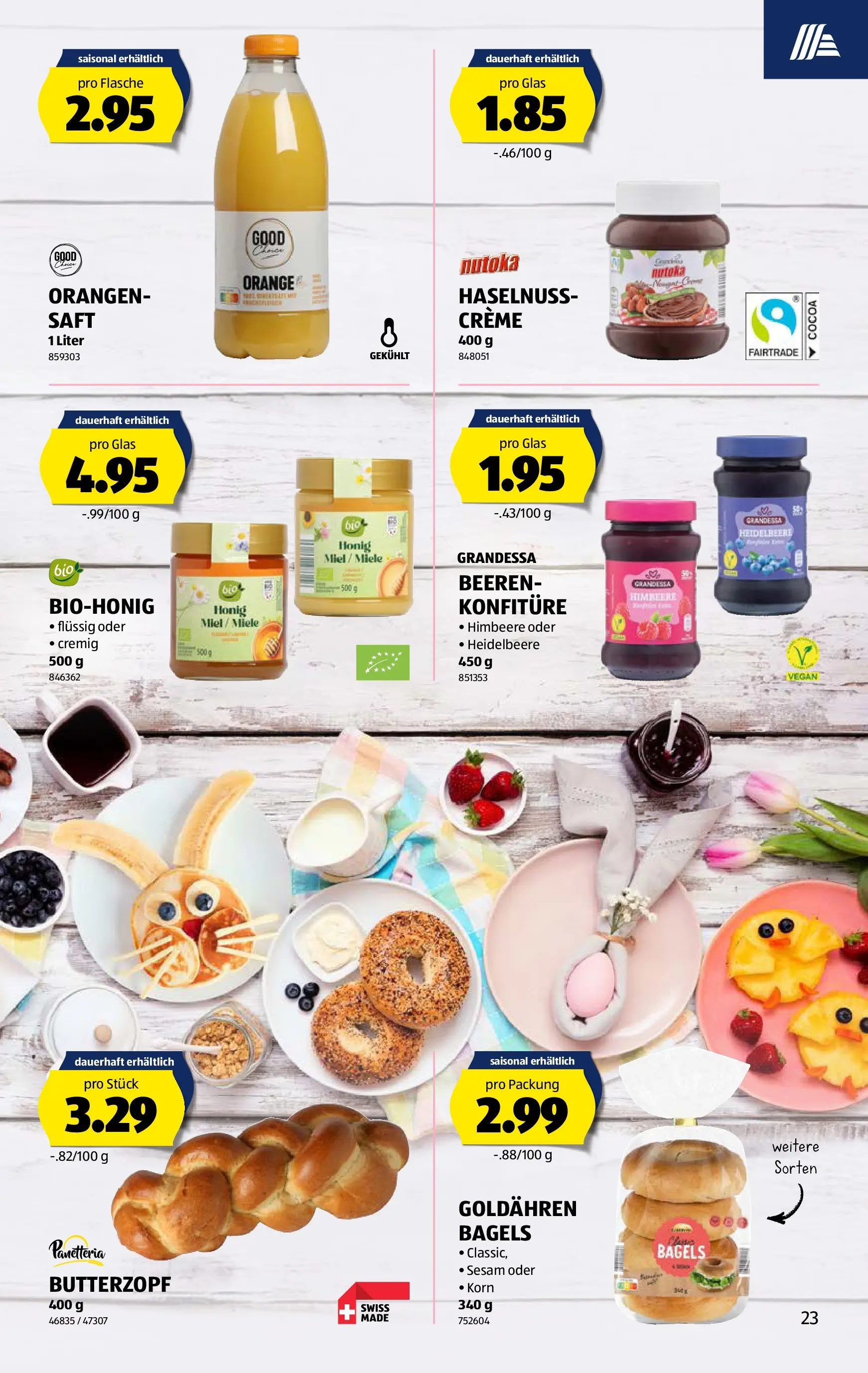 Aldi Aktionen (25.03.2026 - 01.04.2026) - Prospekt | Seite: 23 | Produkte: Saft, Orangen, Himbeere, Miele