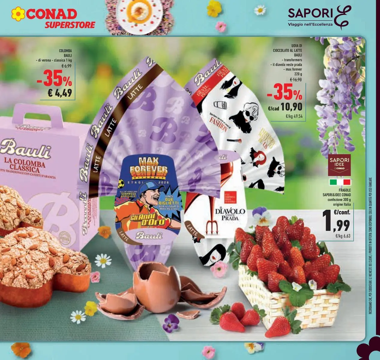 Volantino Conad dal 25/03/2026 > Anteprima | Pagina: 3 | Prodotti: Cioccolato, Fragole, Latte, Arancia