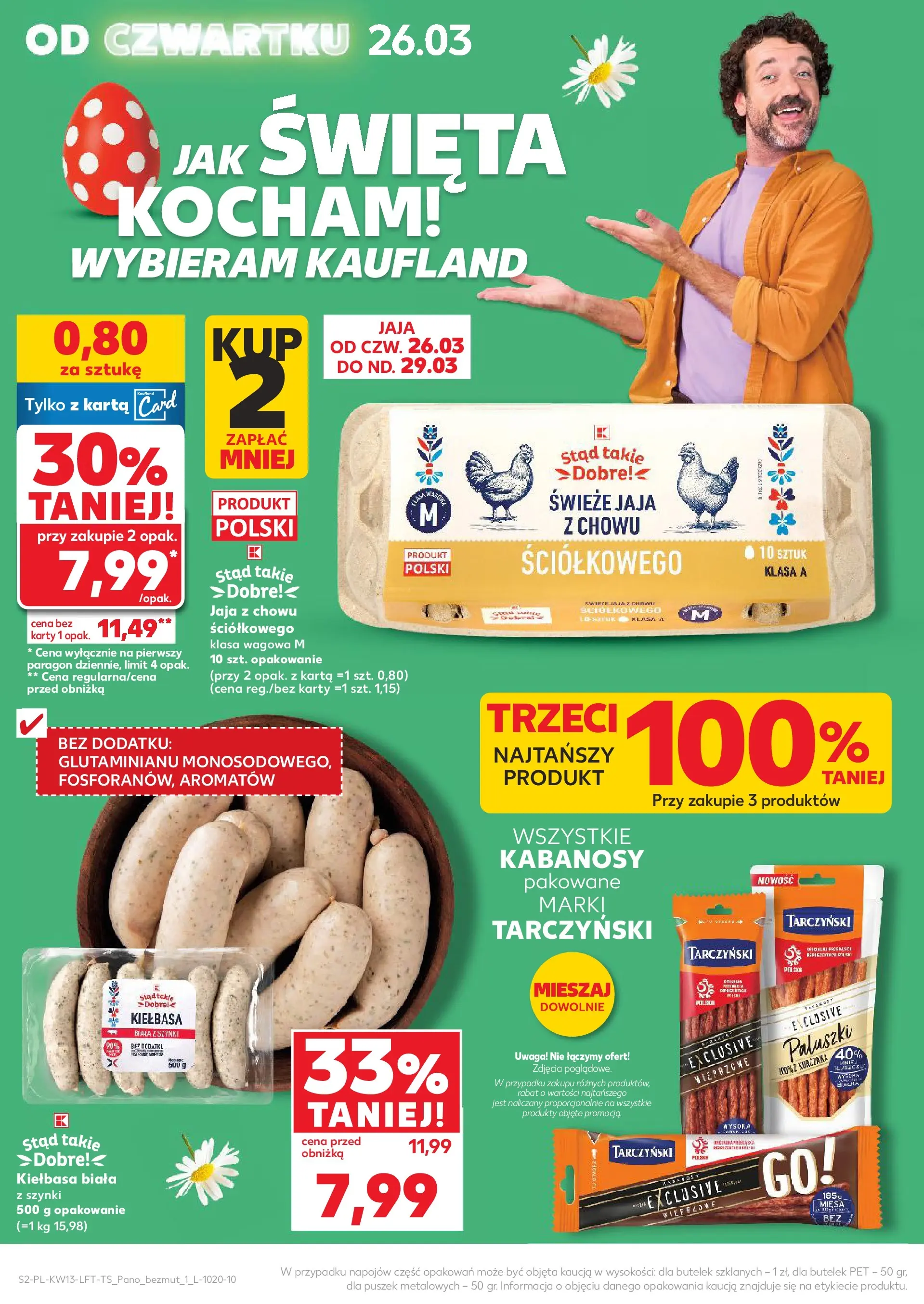 Kaufland gazetka od 26.03.2026 - od jutra PDF | Strona: 2 | Produkty: Karta, Kiełbasa biała z szynki, Paluszki, Jaja