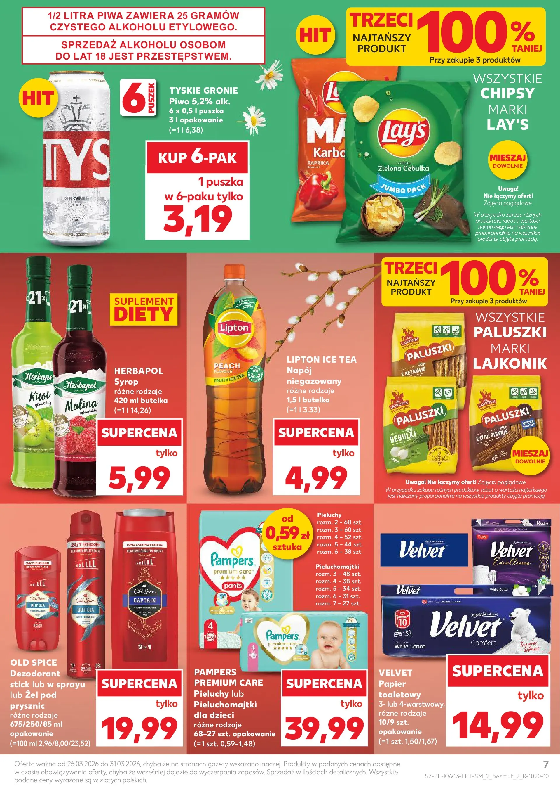 Kaufland gazetka od 26.03.2026 - od jutra PDF | Strona: 7 | Produkty: Malina, Chipsy, Prysznic, Piwo