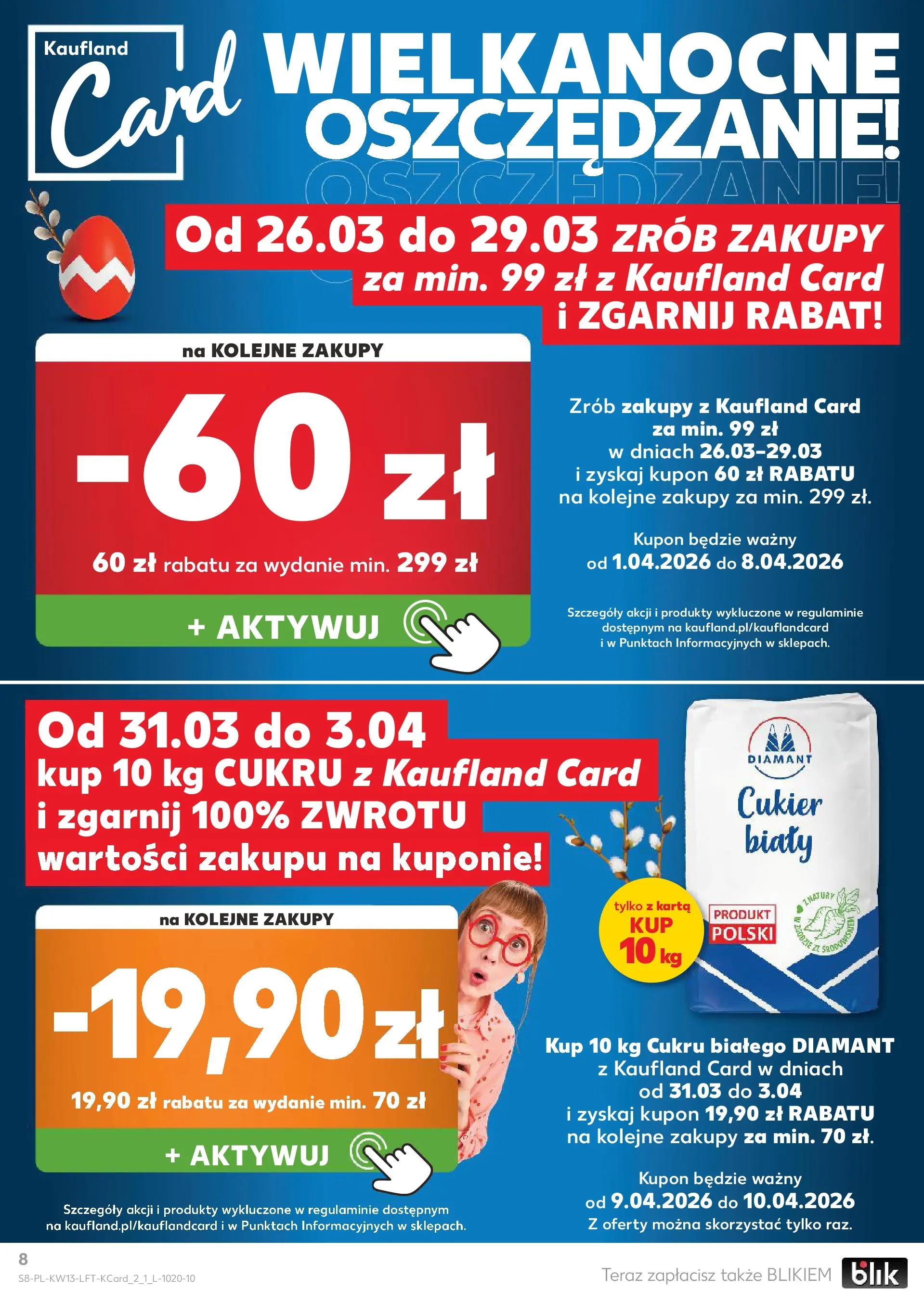 Kaufland gazetka od 26.03.2026 - od jutra PDF | Strona: 8 | Produkty: Karta, Cukier