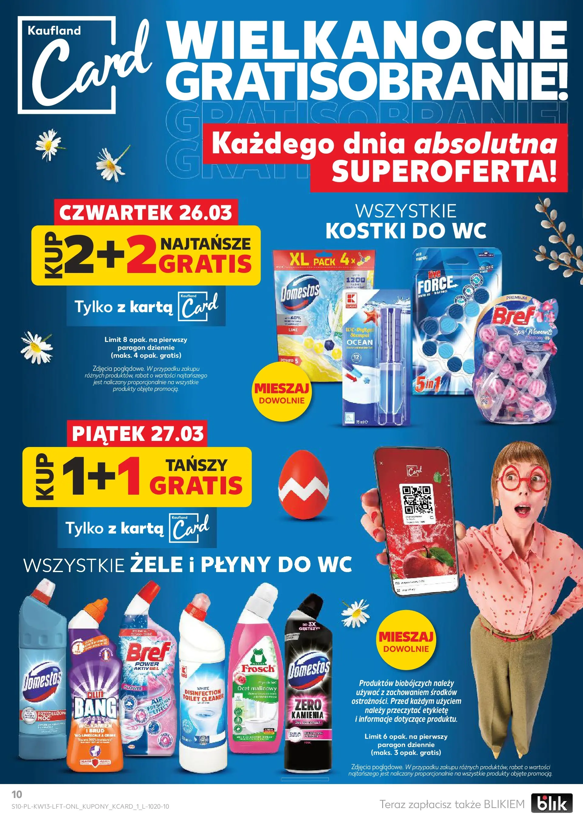 Kaufland gazetka od 26.03.2026 - od jutra PDF | Strona: 10 | Produkty: Kostki do wc, Karta, Cleaner, Domestos