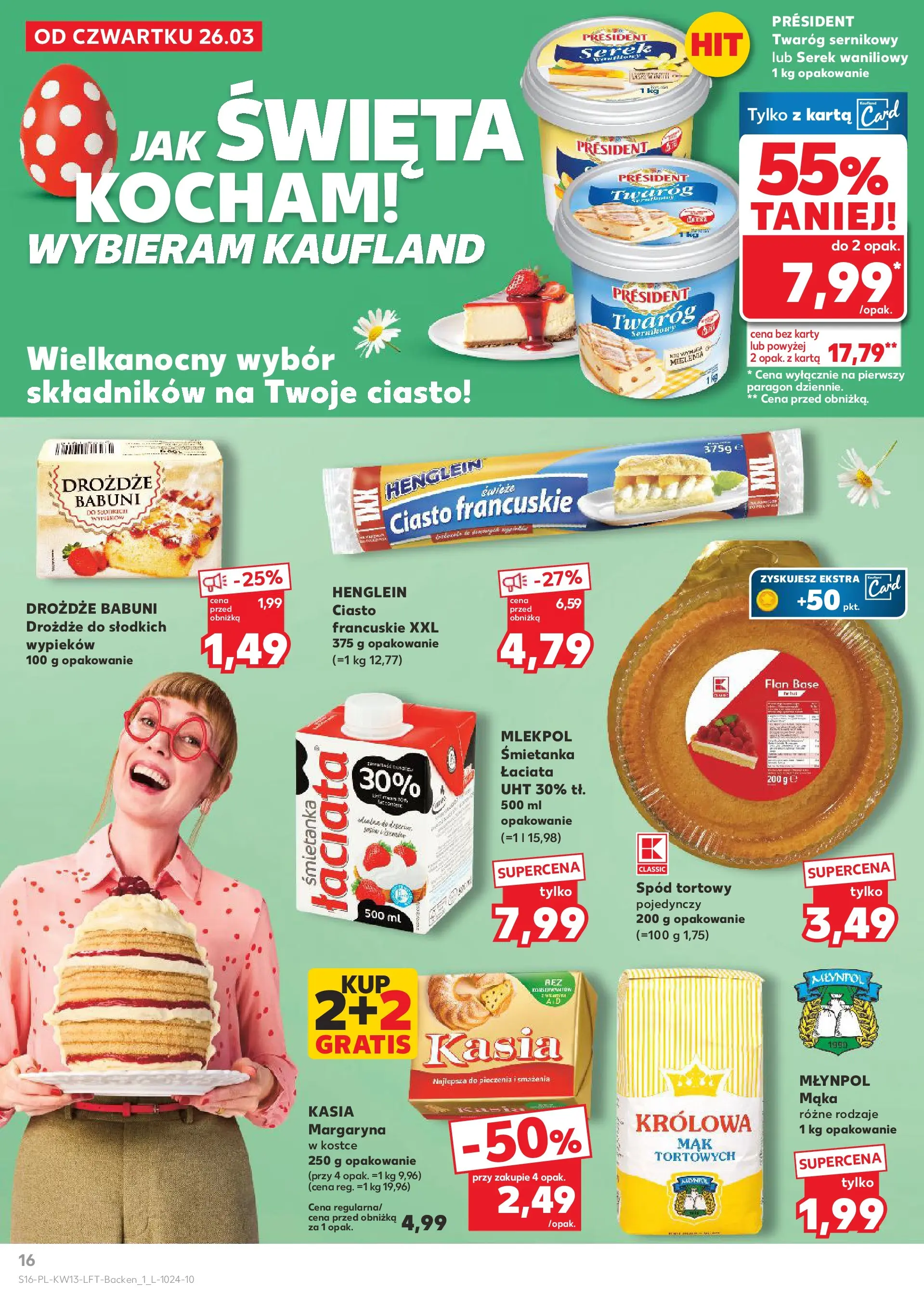Kaufland gazetka od 26.03.2026 - od jutra PDF | Strona: 16 | Produkty: Karta, Spód tortowy, Margaryna, Twaróg